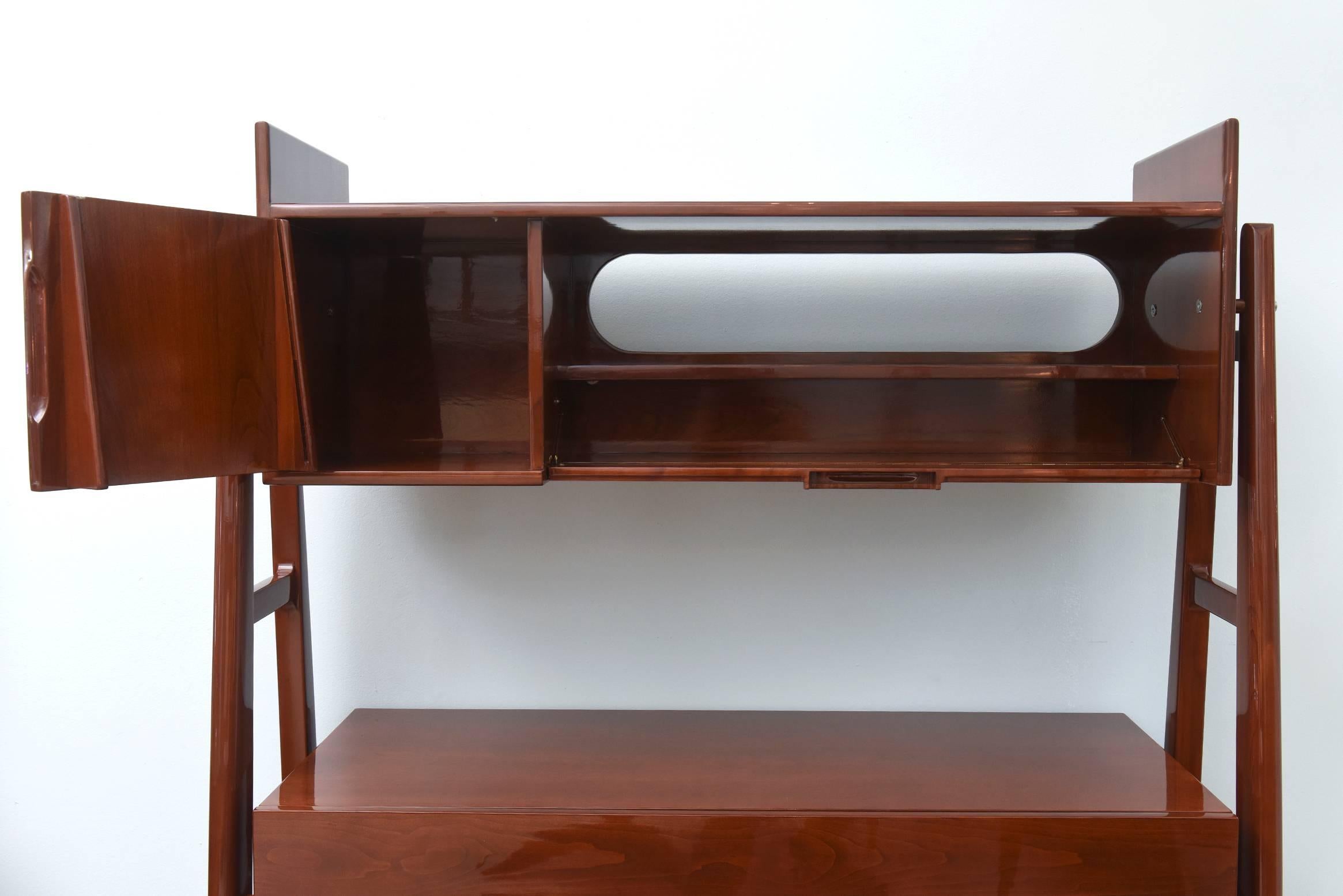 Italian Modern Mahogany Cabinet or Bookcase, Silvio Cavatorta For Sale 4