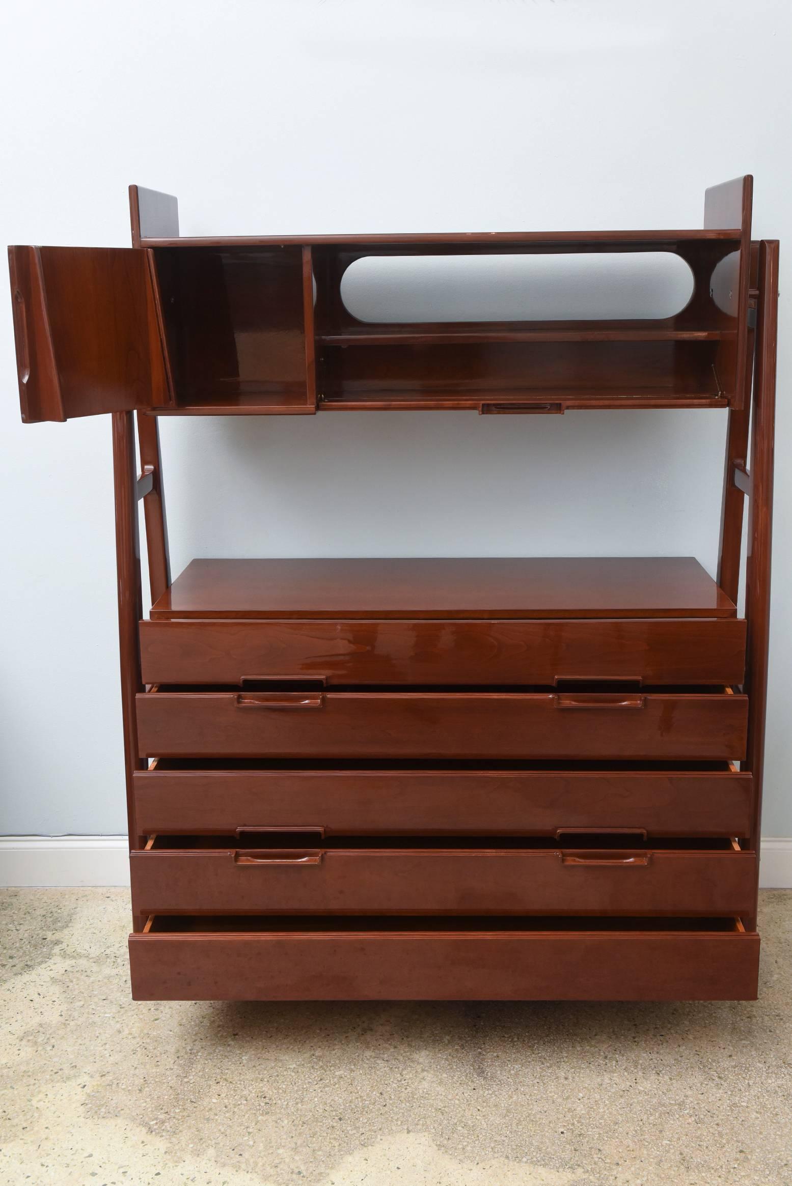 Italian Modern Mahogany Cabinet or Bookcase, Silvio Cavatorta For Sale 2