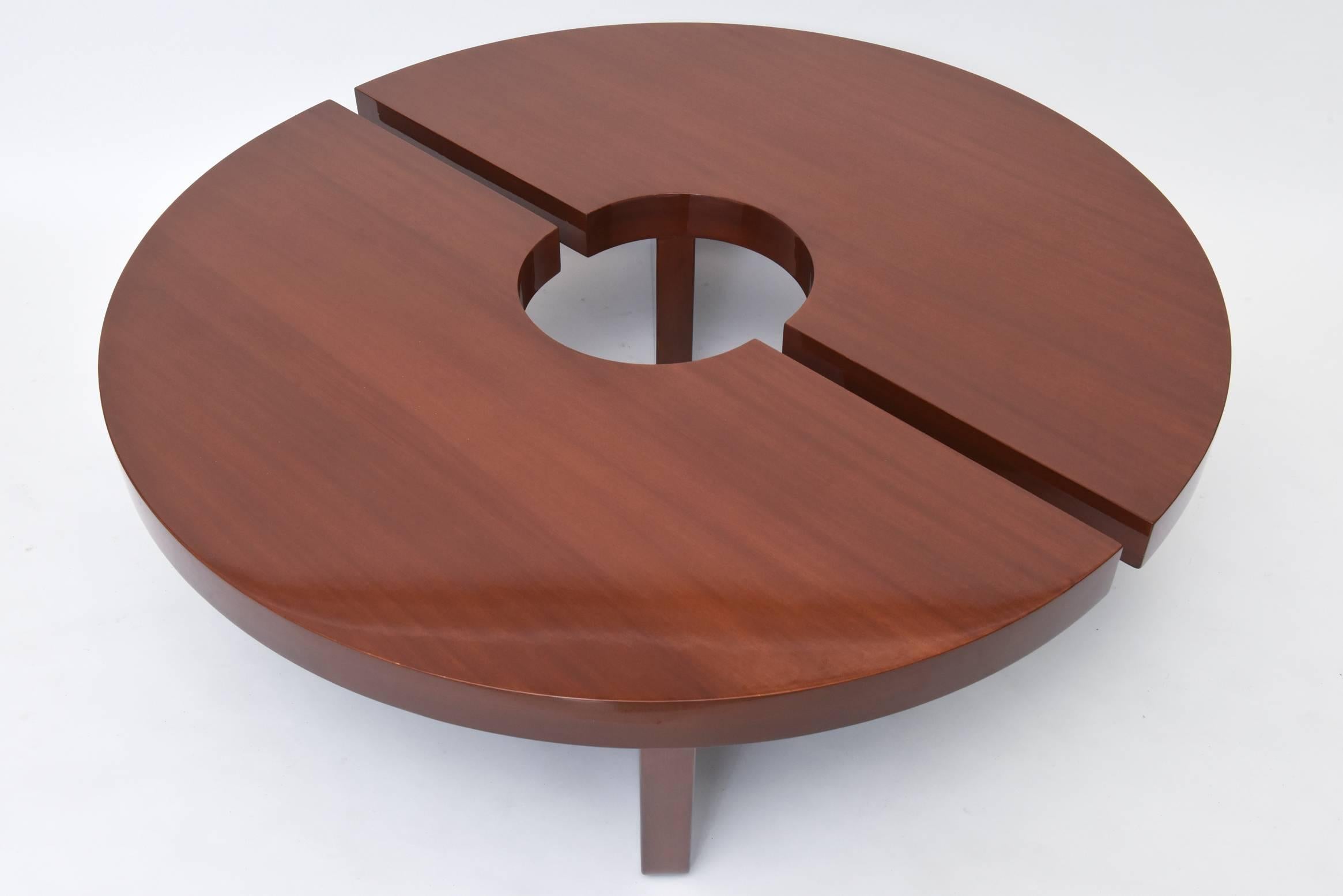 Each piece semi-circular, with tapering block legs, to form a circle or an 