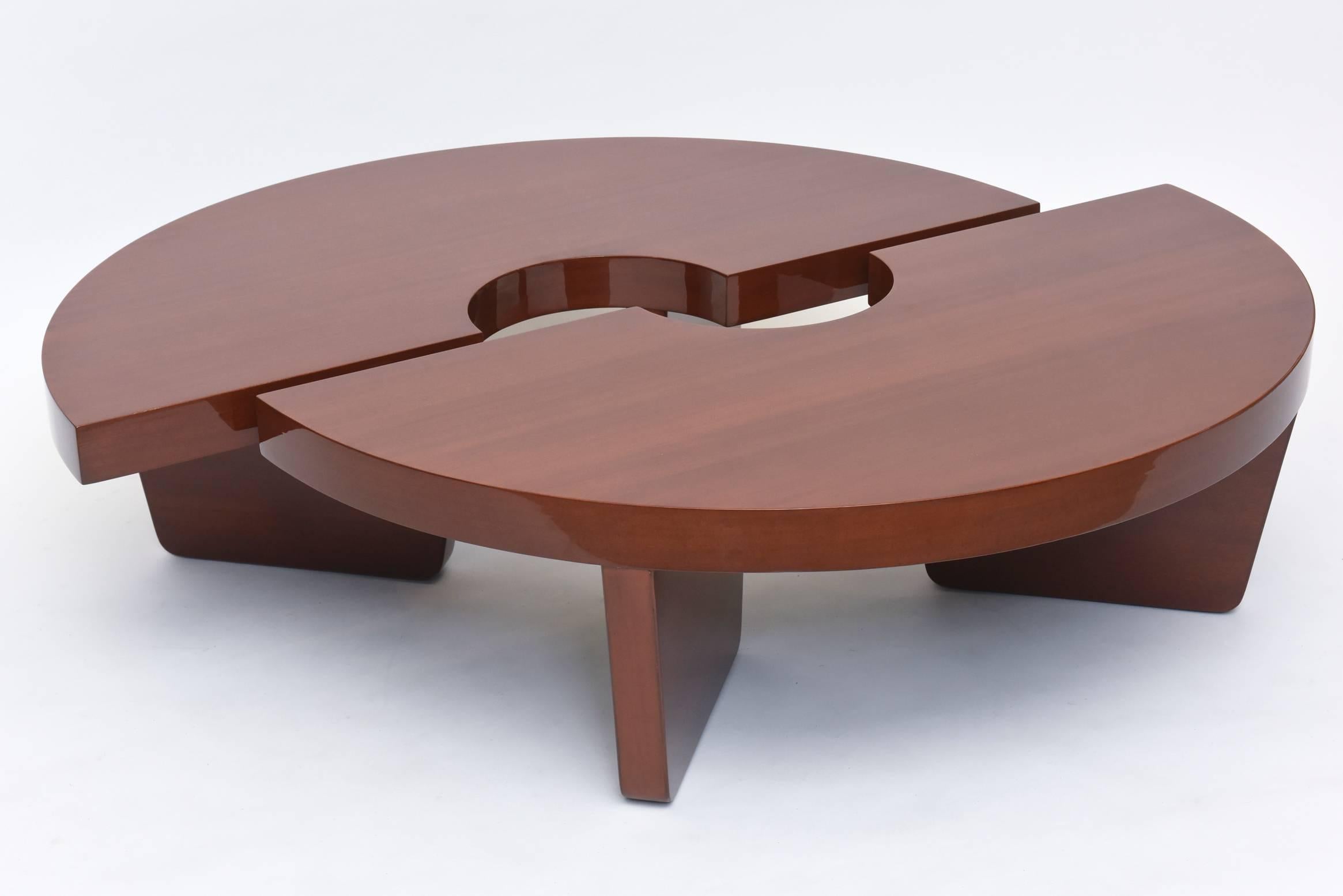 Mid-20th Century American Modern Mahogany Two Part Low Table, Harvey Probber