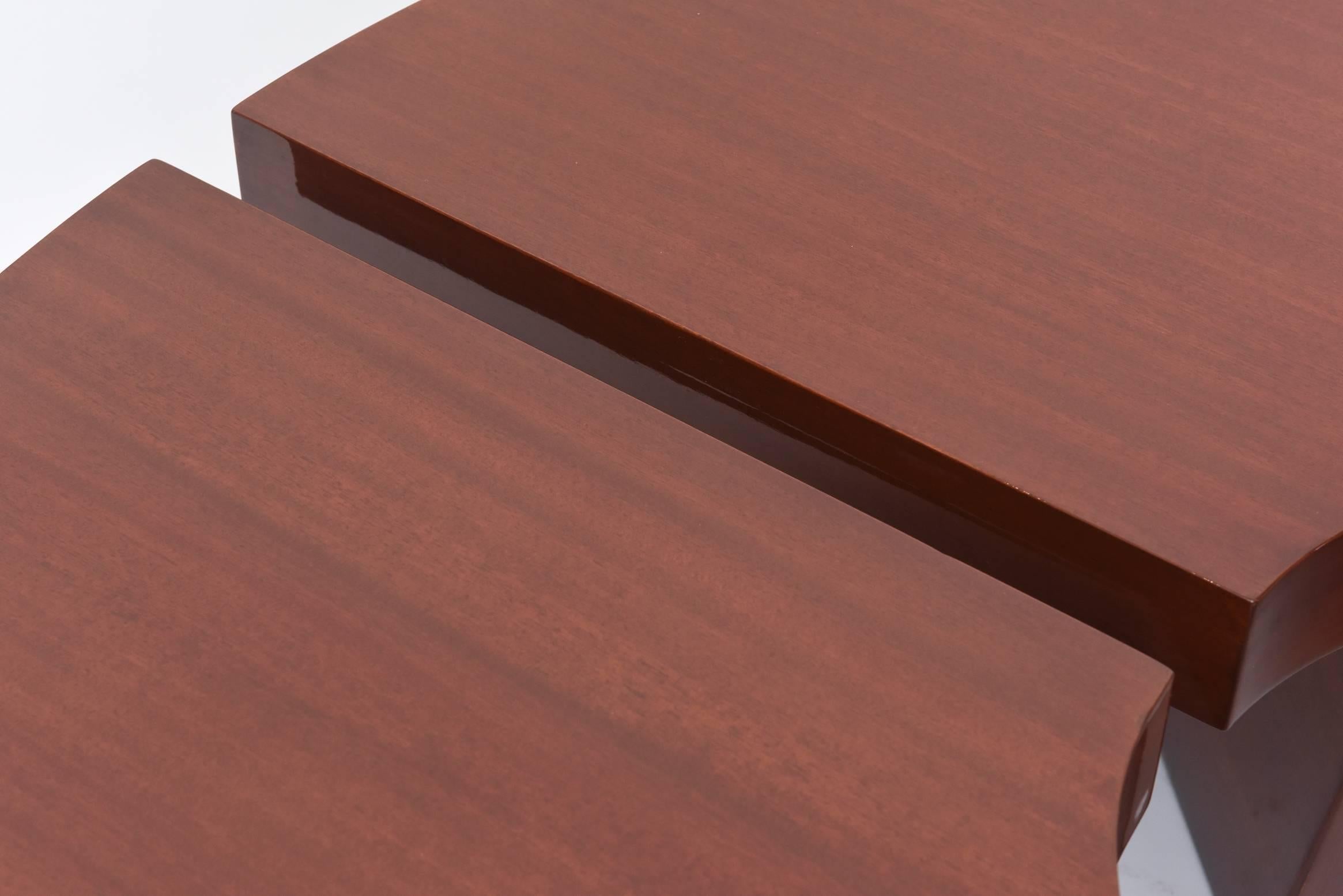 American Modern Mahogany Two Part Low Table, Harvey Probber 1