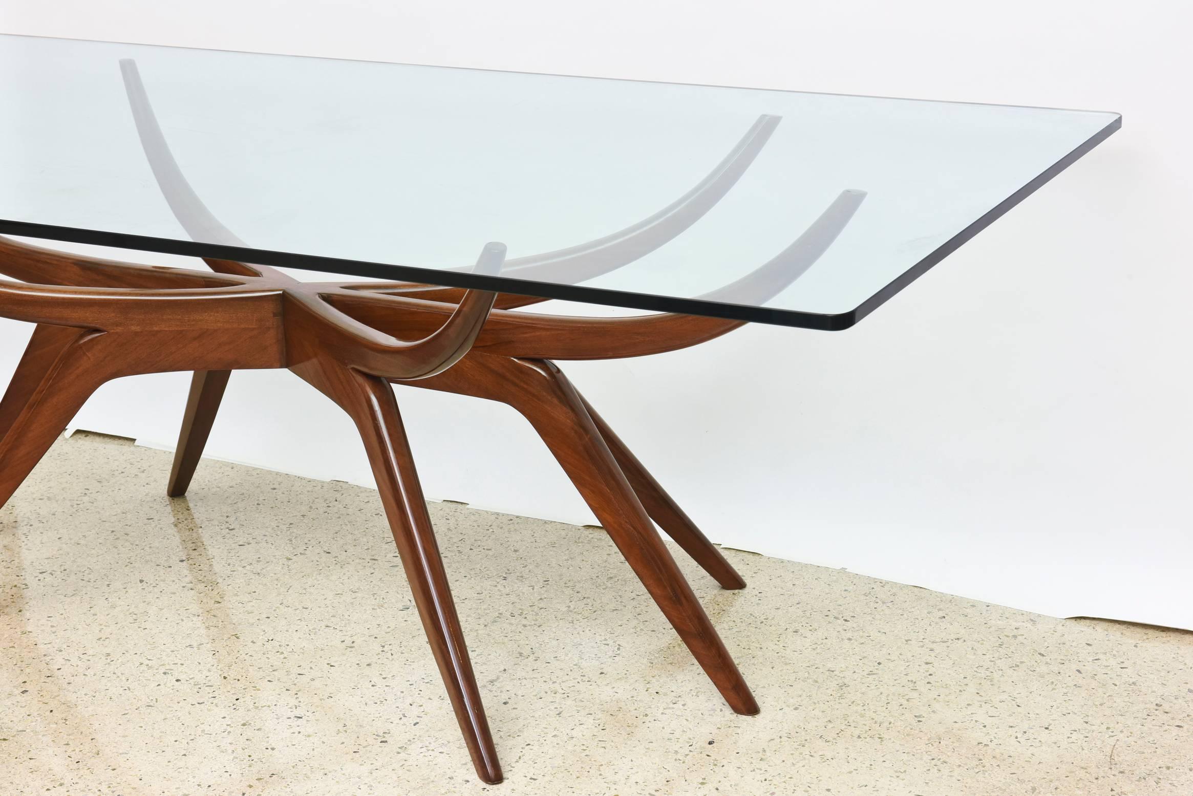 Italian Modern Mahogany and Glass Dining Table, attributed to Carlo de Carli 2