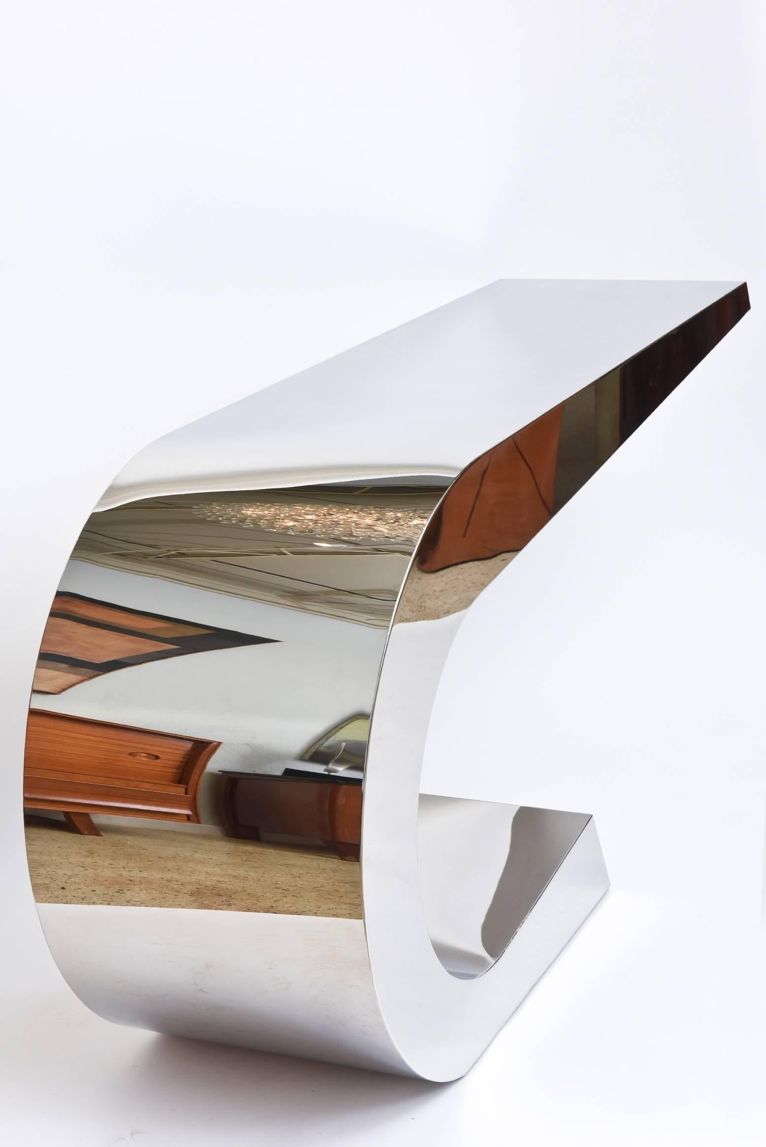 Italian Modern Polished Steel Console Table, Style of Marzio Cecchi 5