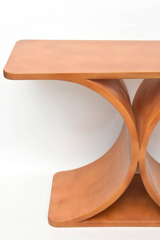 Karl Springer Goatskin "JMF" Double Sided Console Table at 1stDibs