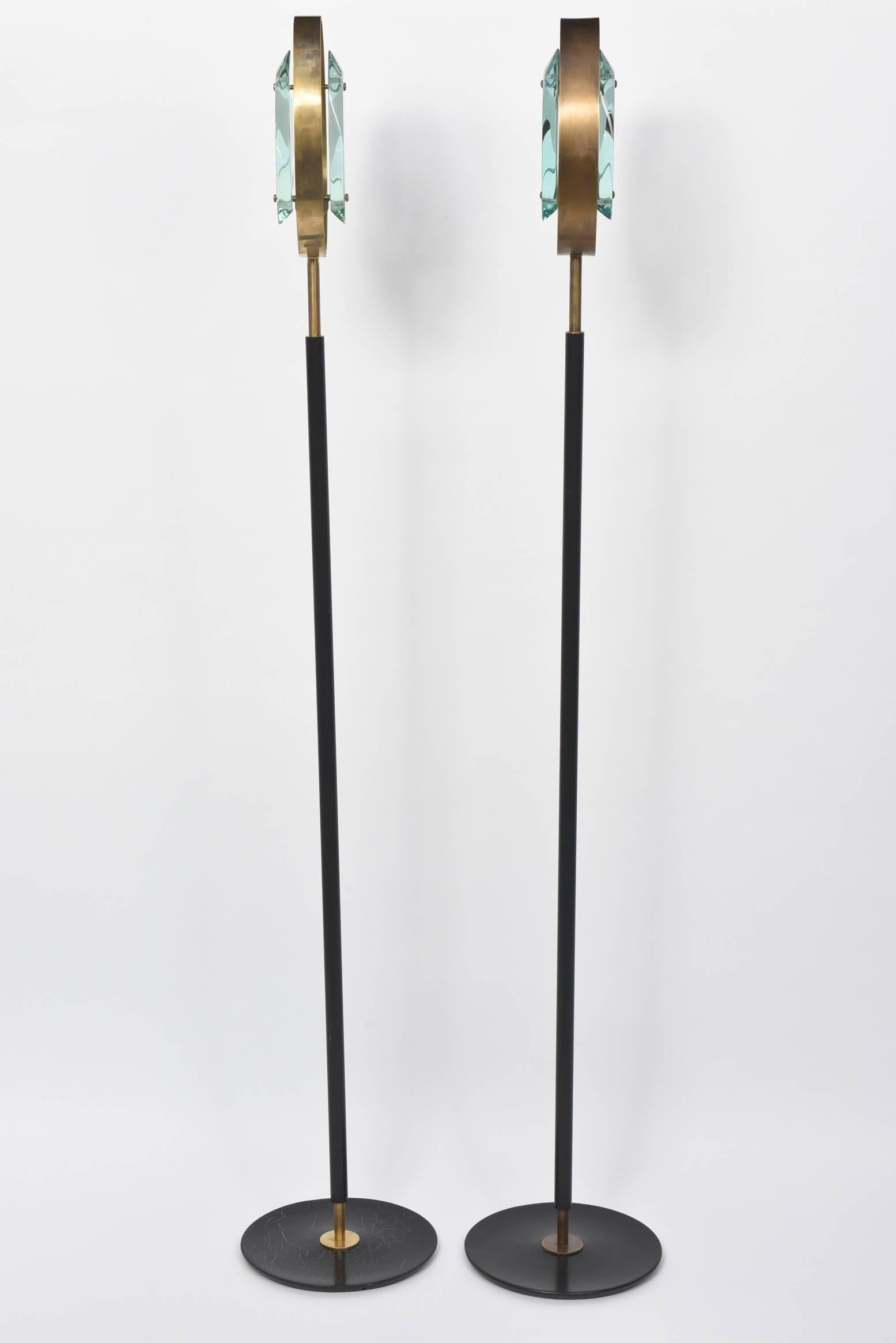 Rare Pair of Italian Modern Standing Lamps, Fontana Arte, Max Ingrand 1