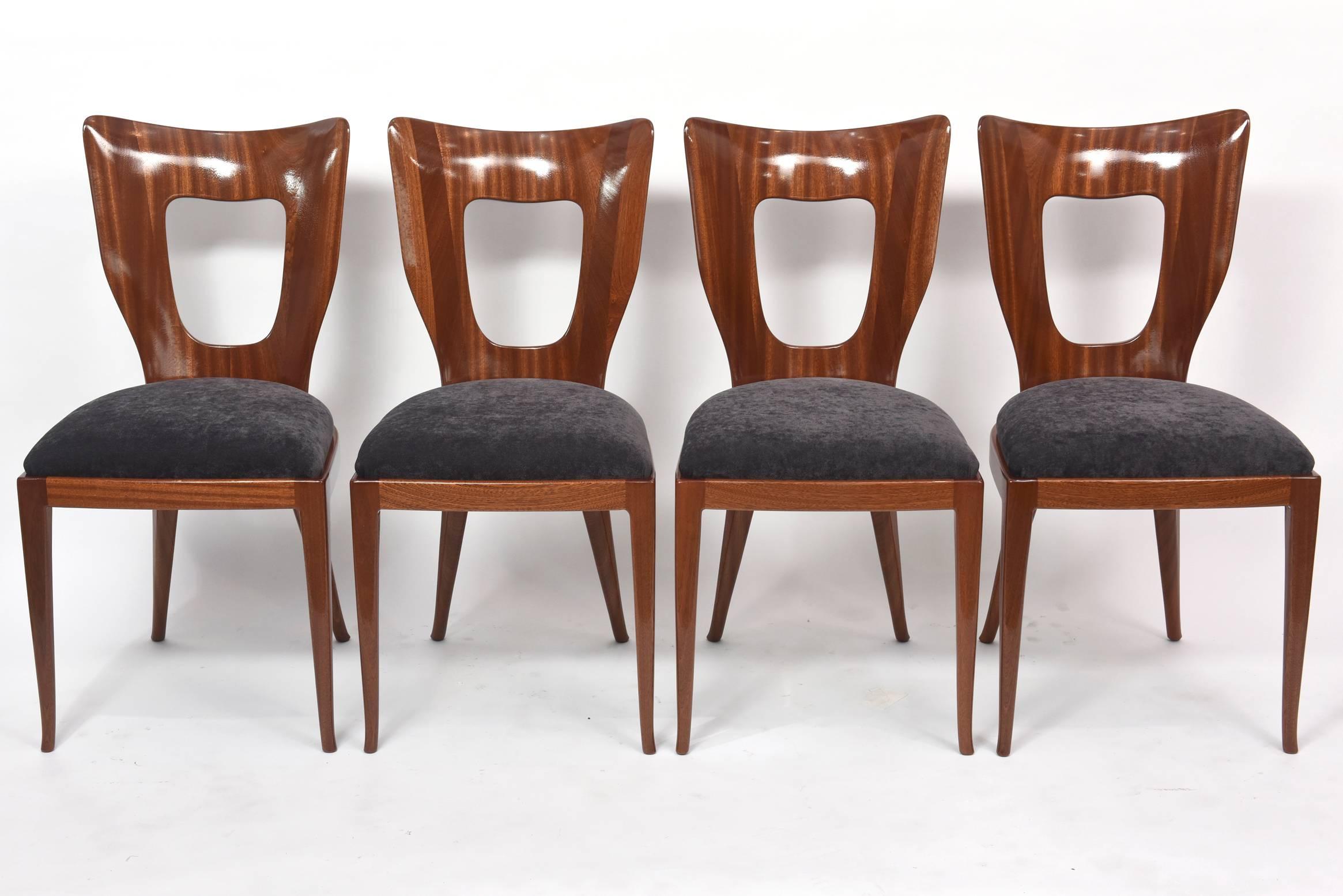 Rare Set of 16 Italian Modern Mahogany Dining Chairs, Osvaldo Borsani 2