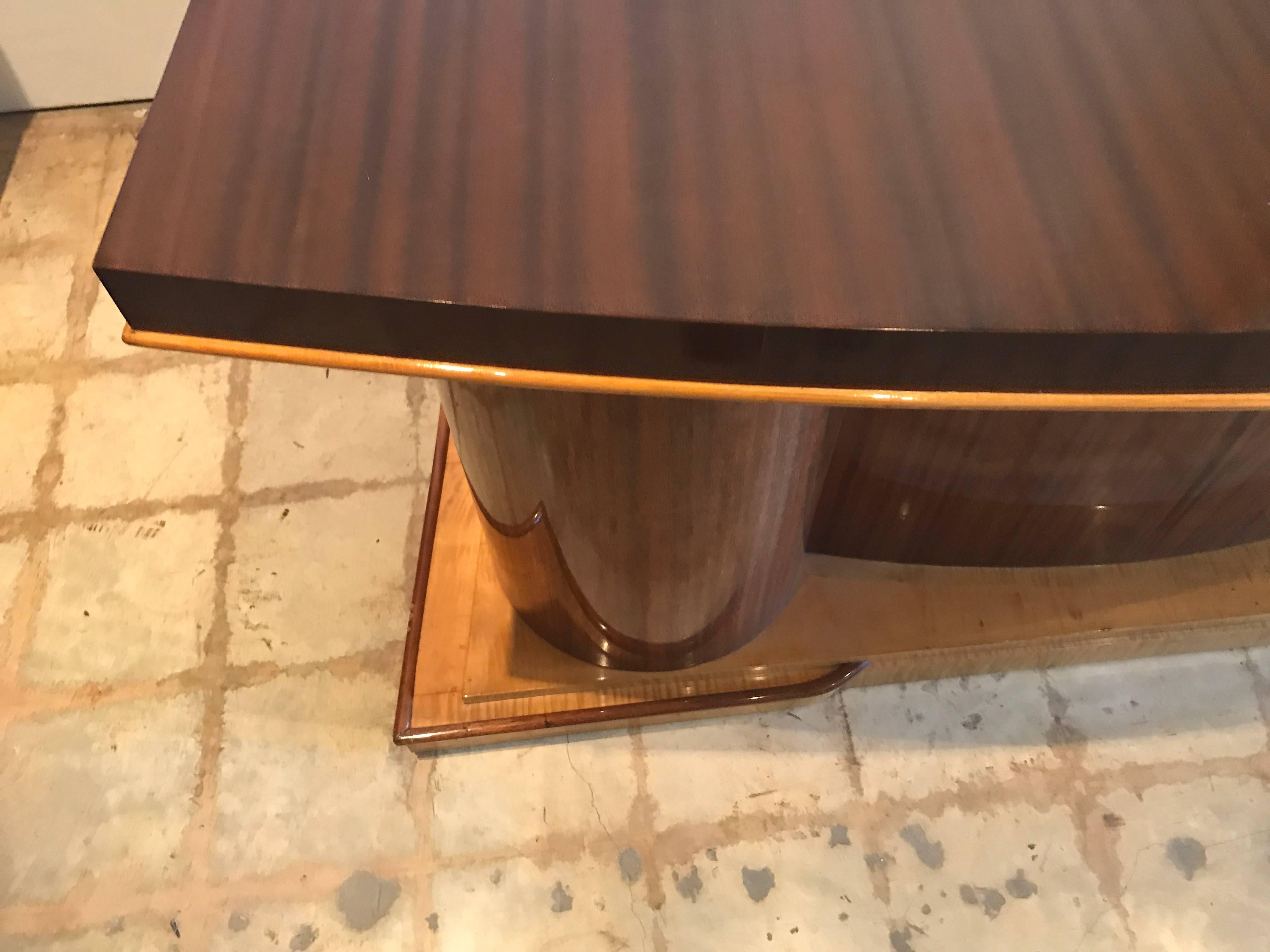 Mid-Century Modern Jacques Adnet attributed Rosewood, Mahogany and Fruitwood Desk, France