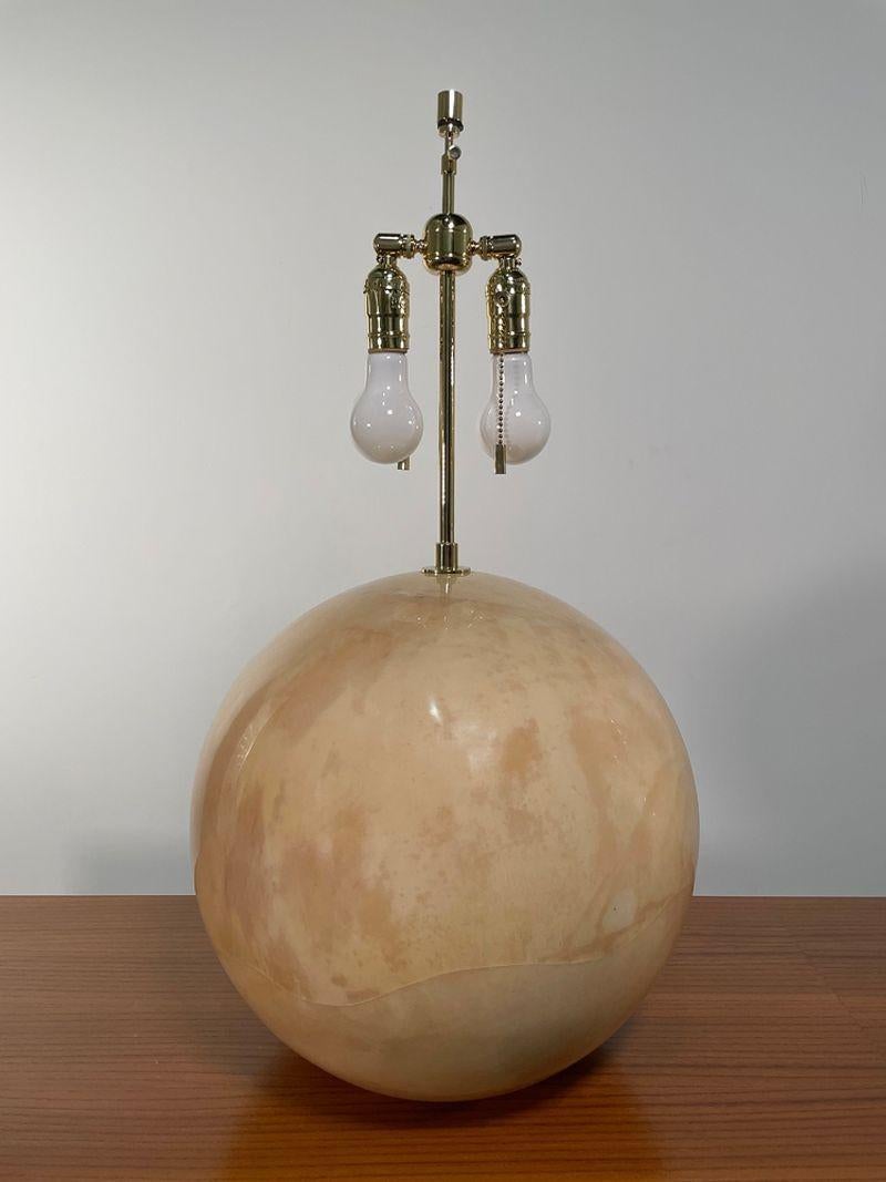 Pair American Modern Large, Goatskin, Sphere Lamps, Karl Springer LTD For Sale 9