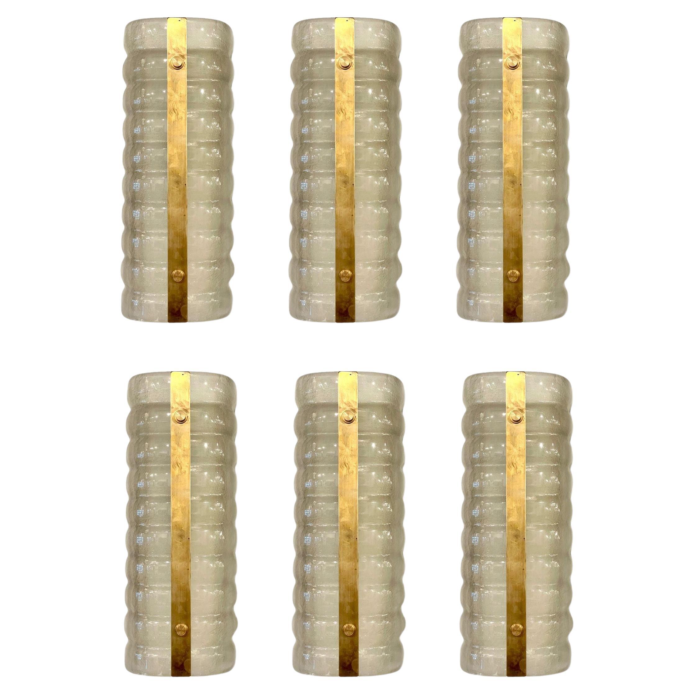 Set of Six Barovier & Toso Smoked Glass Sconces For Sale