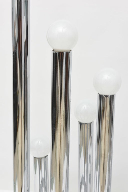 Pair of Austrian Modern Polished Chrome Five-Light Table Lamps, Kalmar For Sale 2