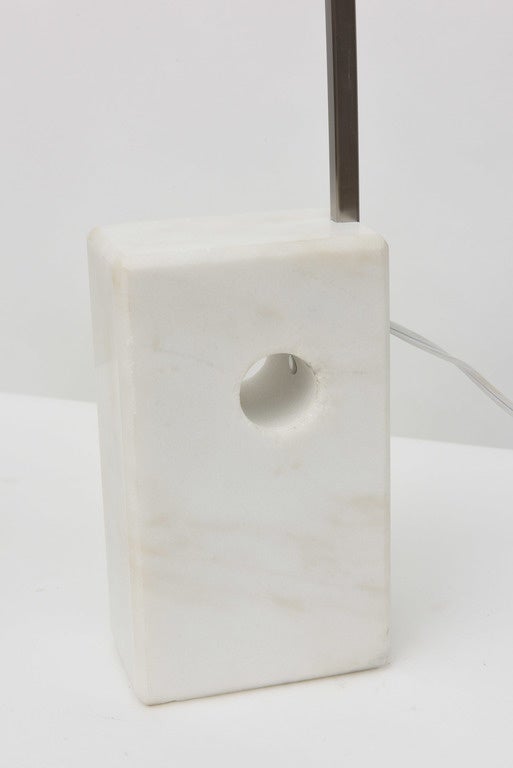 A Pr Italian Modern Brushed Steel & Marble"Arco"Table Lamps, style of Castiglioni