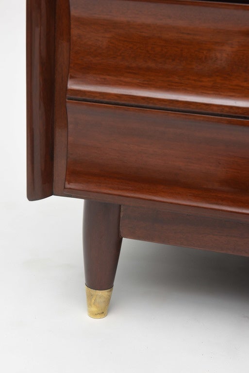 Mid-Century Modern American Modern Mahogany and Brass Nine-Drawer Commode, Style of Parzinger