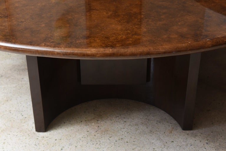 Monumental Italian Modern Goatskin and Dark Walnut Dining Table by Aldo Tura In Good Condition For Sale In Hollywood, FL