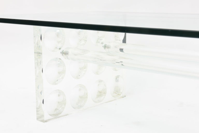 Mid-Century Modern American Modern Lucite and Glass Low Table, Charles Hollis Jones