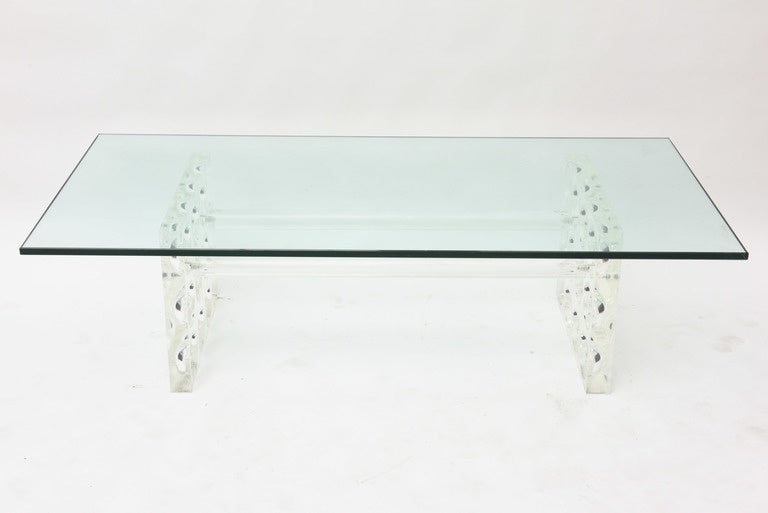 American Modern Lucite and Glass Low Table, Charles Hollis Jones In Excellent Condition In Hollywood, FL