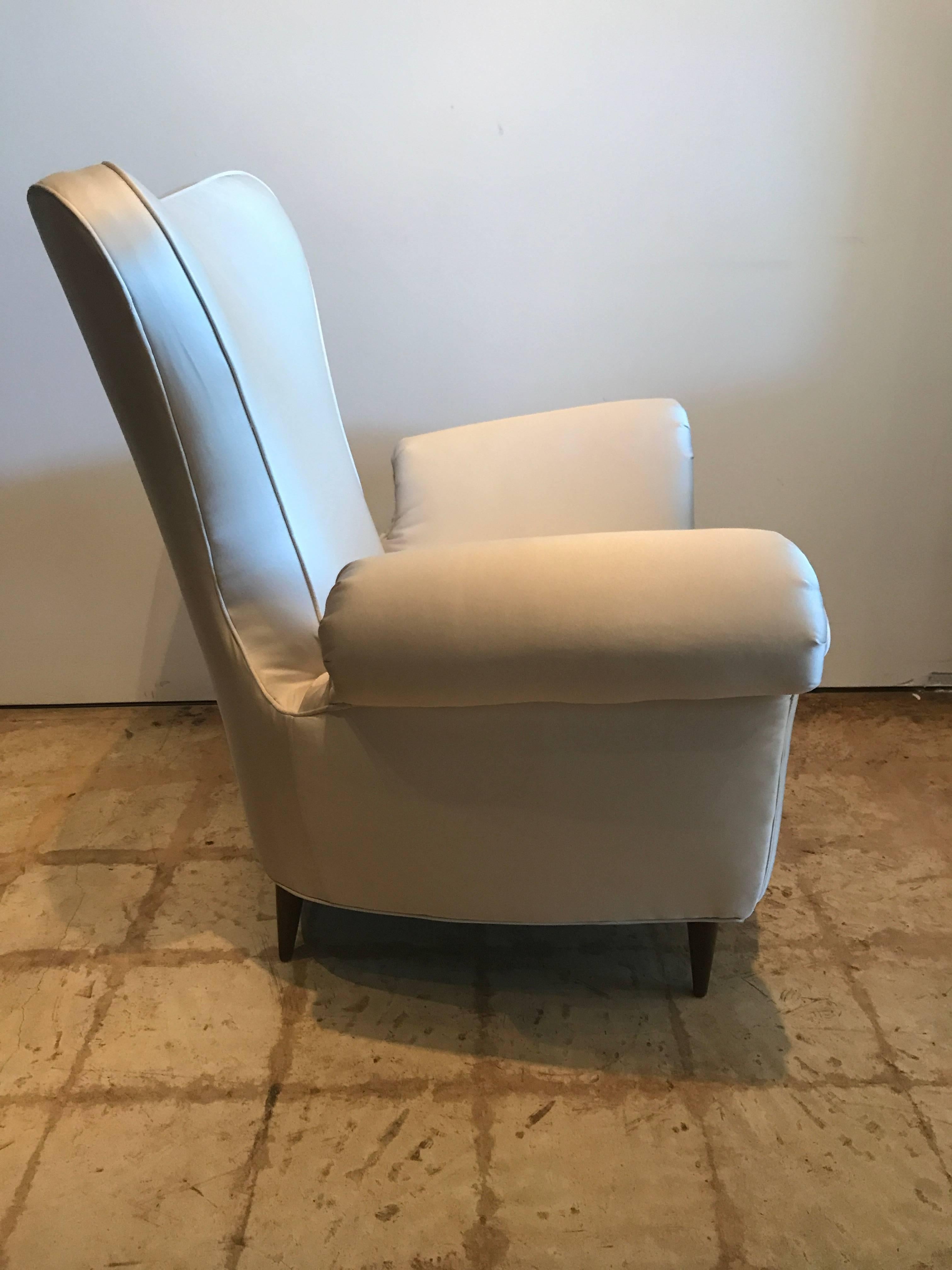 Italian Modern Upholstered Scrolled Arm Occasional Chair, Paolo Buffa, 1950's For Sale 5