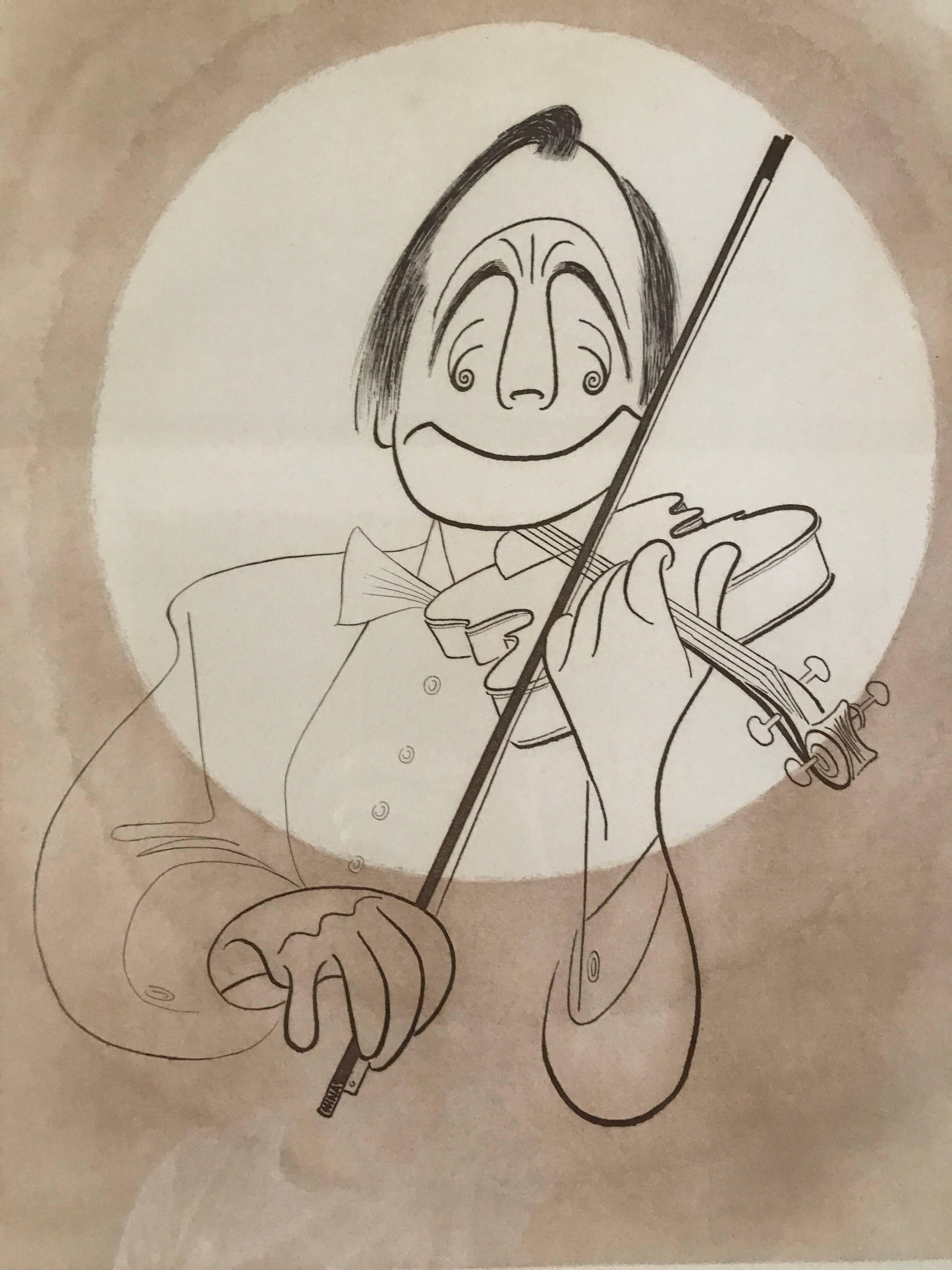 Albert Hirschfeld was an American caricaturist best known for his black and white portraits of celebrities and Broadway stars. Wikipedia
Born: June 21, 1903, St. Louis, MO
Died: January 20, 2003, New York City, NY
Image size 15 1/2 x 11