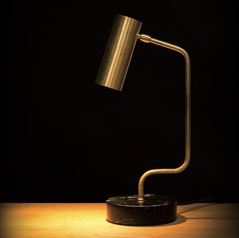 Brass and Marble Contemporary-Modern Table Lamp Handcrafted in Italy by 247lab