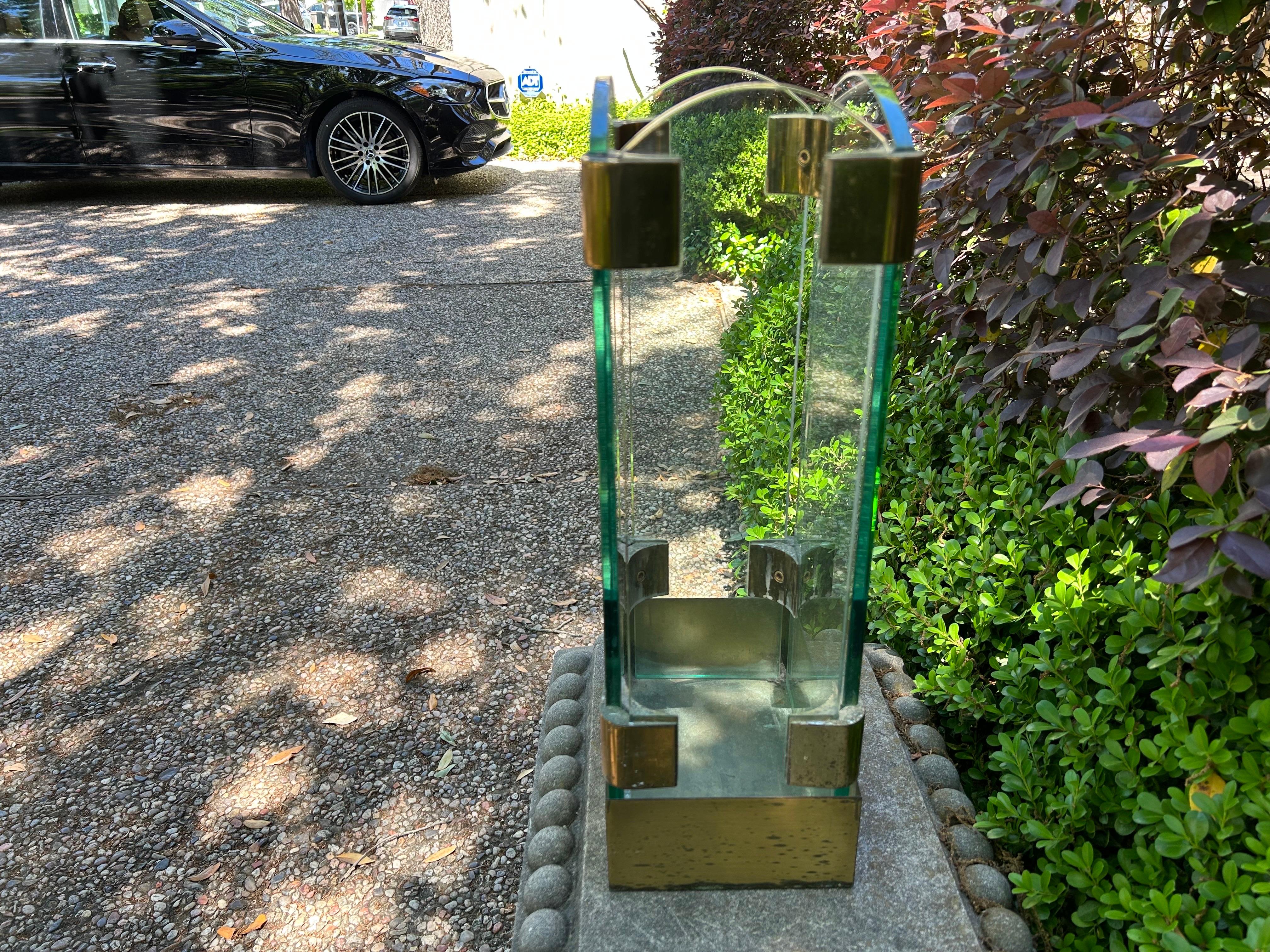 Italian Modern Brass And Glass Umbrella Stand For Sale 15