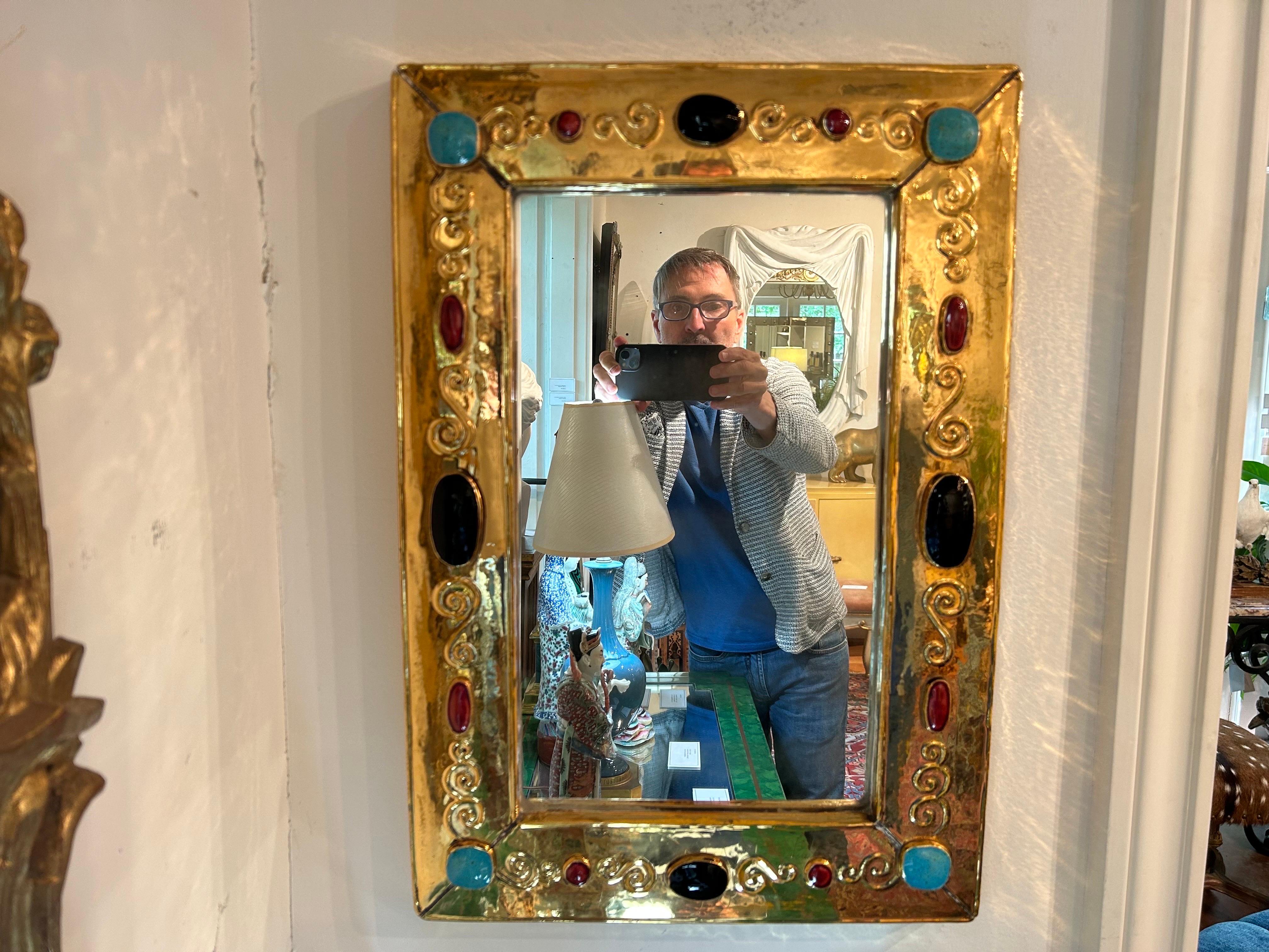 Grand miroir moderne français en céramique signé F. Lembo en vente 8
