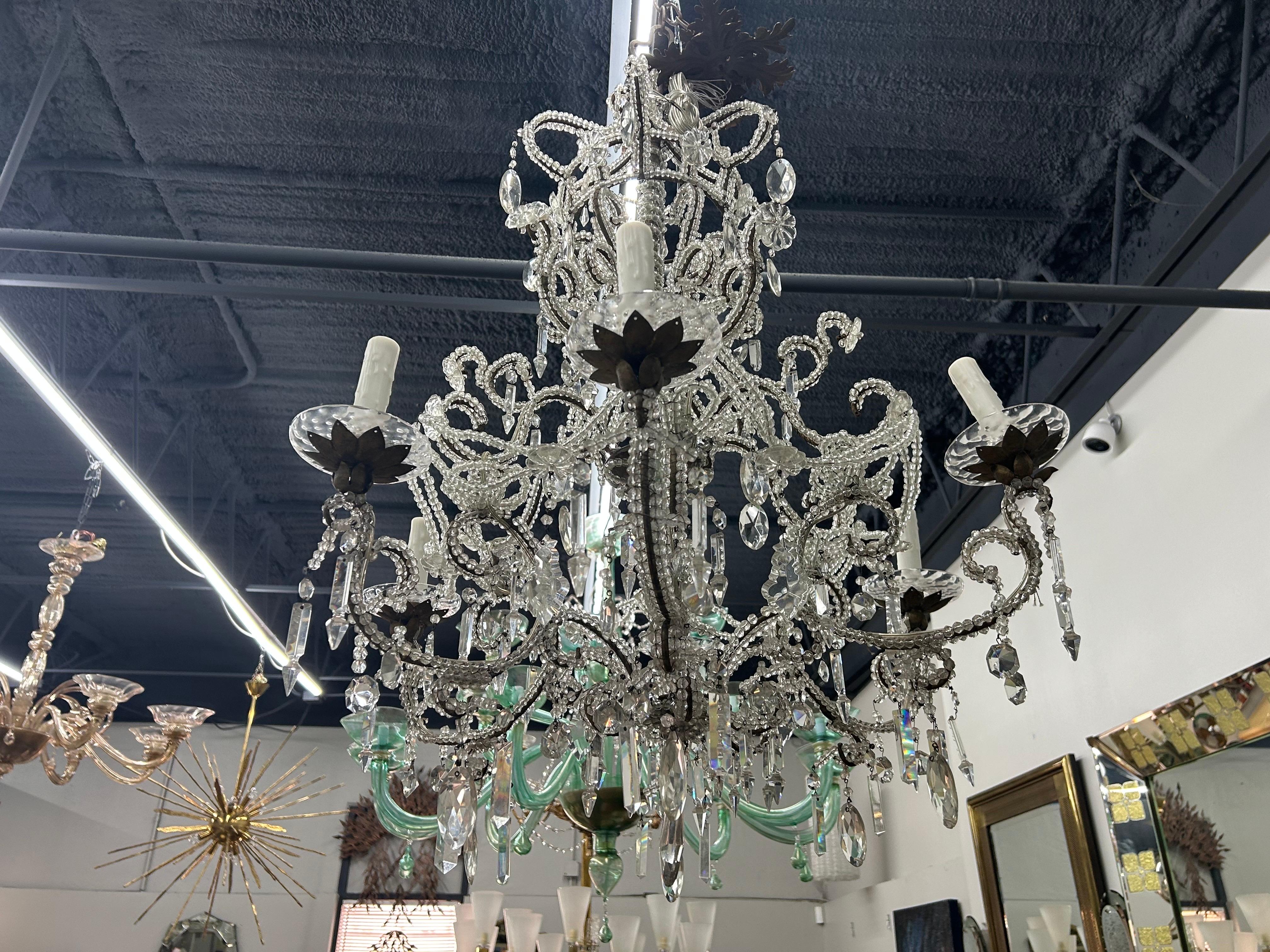 Rococò Lampadario in cristallo italiano del XIX secolo in vendita