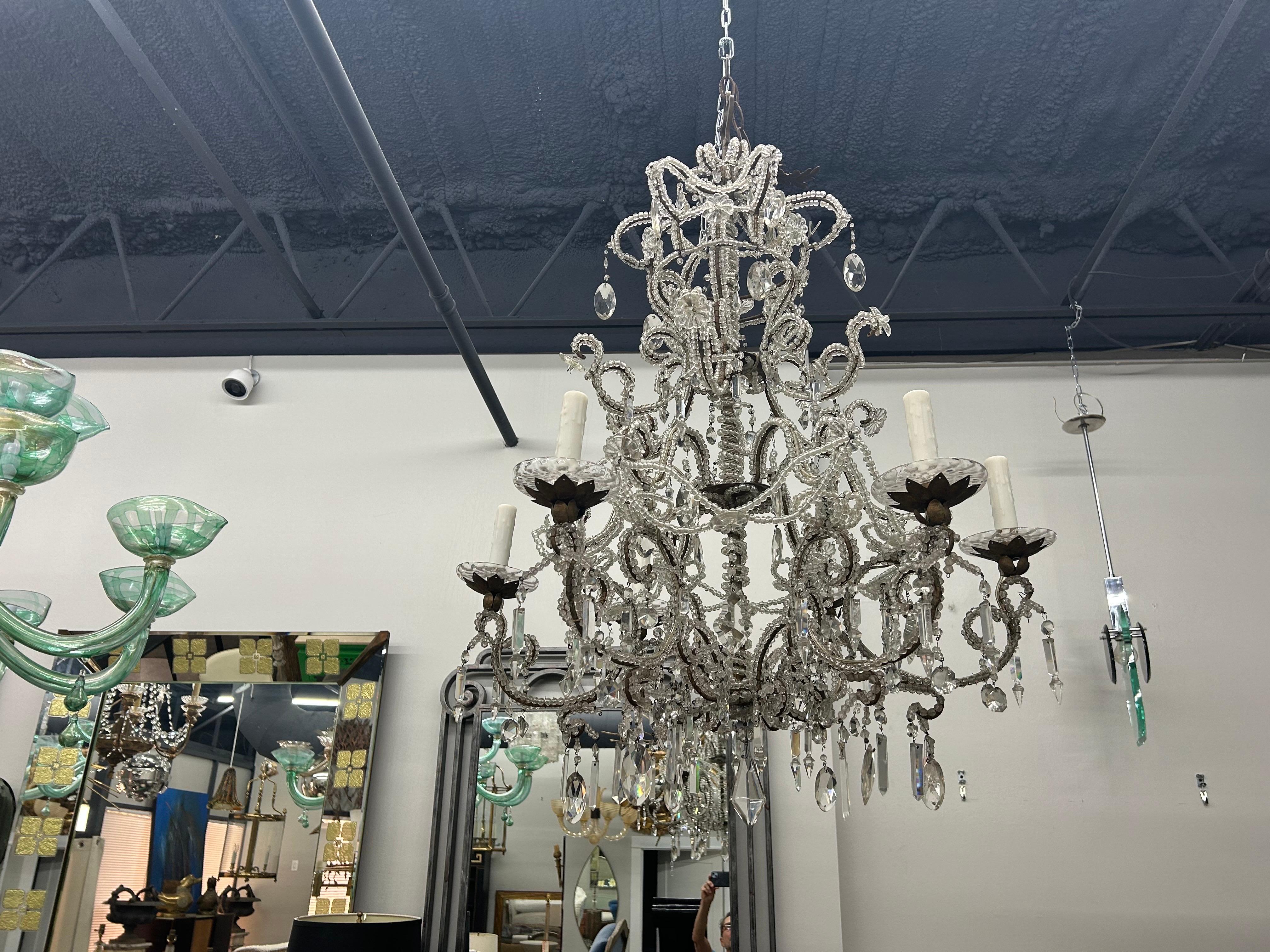 Lampadario in cristallo italiano del XIX secolo In condizioni buone in vendita a Houston, TX
