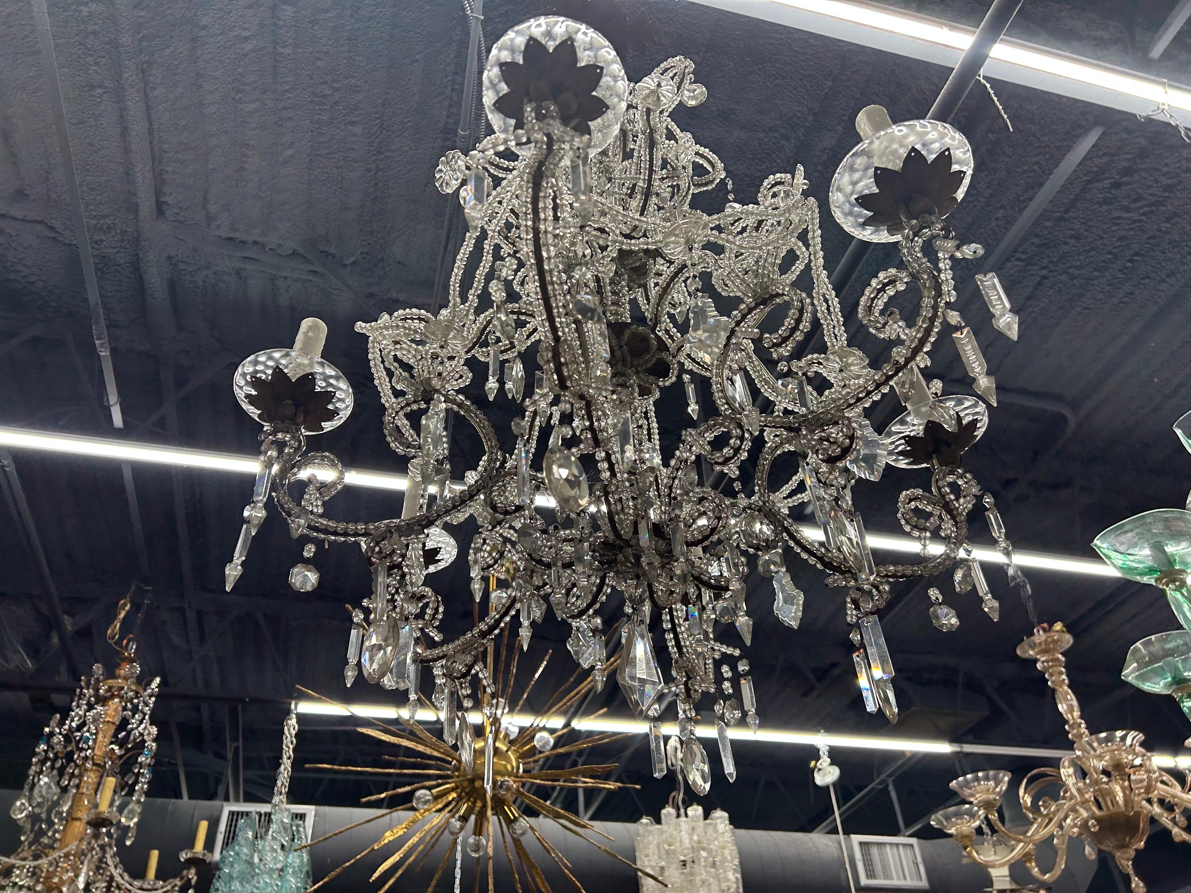 Cristallo Lampadario in cristallo italiano del XIX secolo in vendita