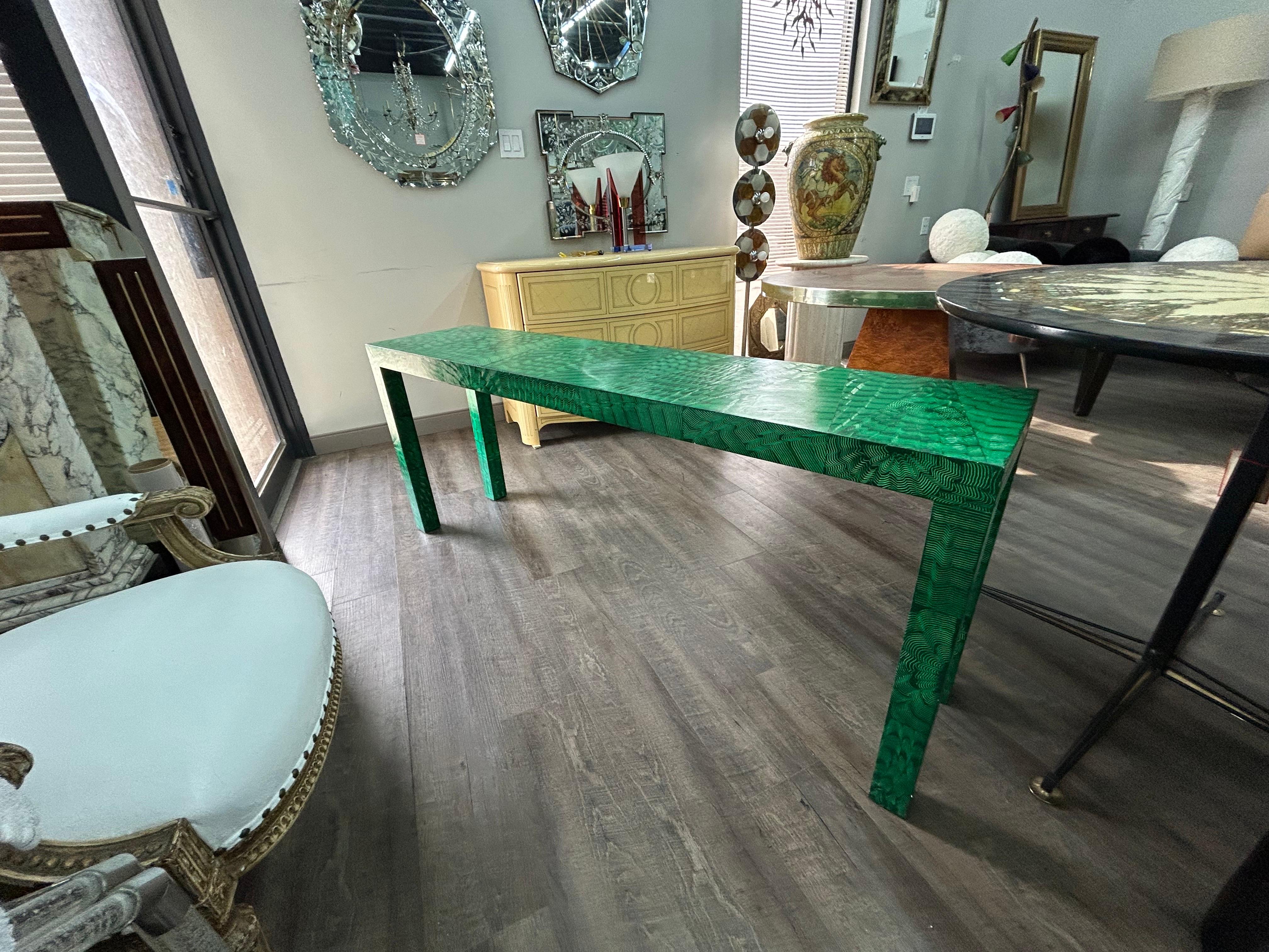 Faux Malachite Console Table For Sale 4