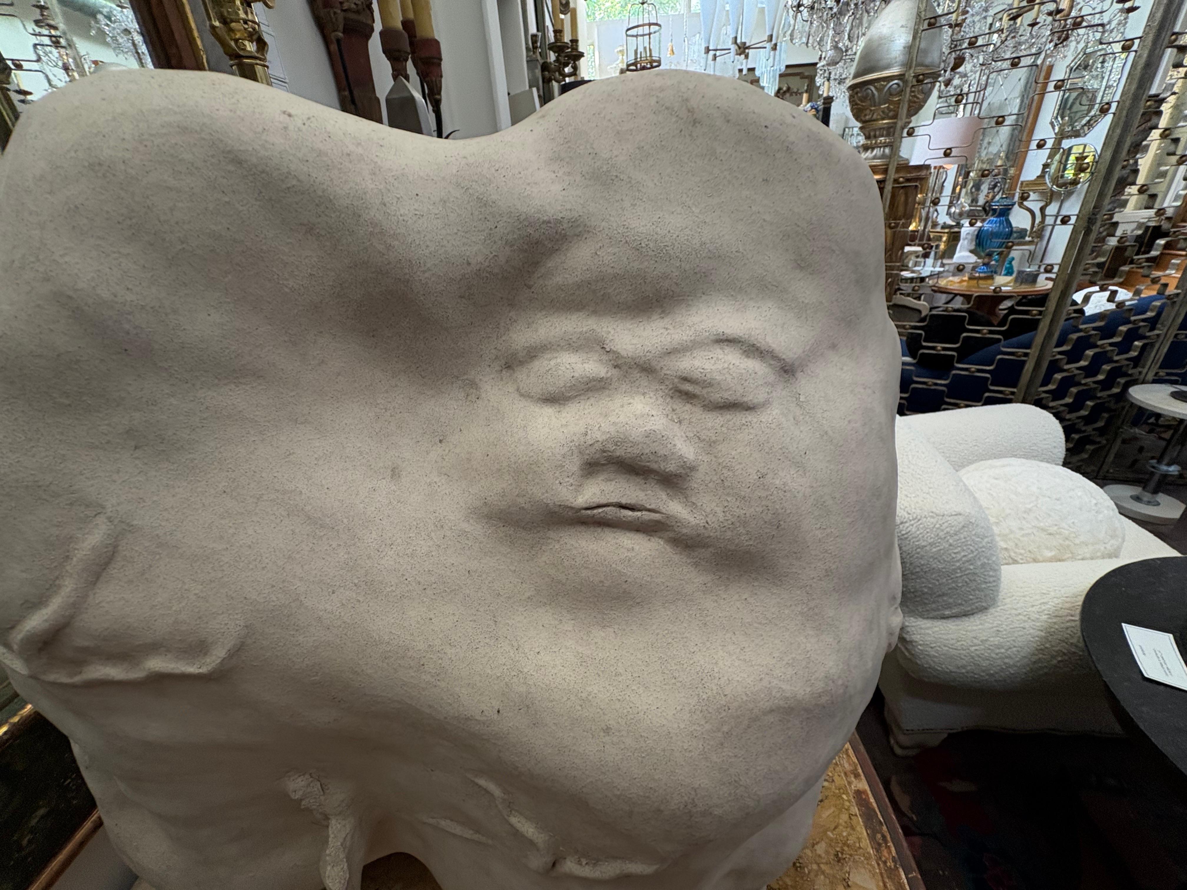 Surrealist Ceramic Face Sculpture In Good Condition For Sale In Houston, TX