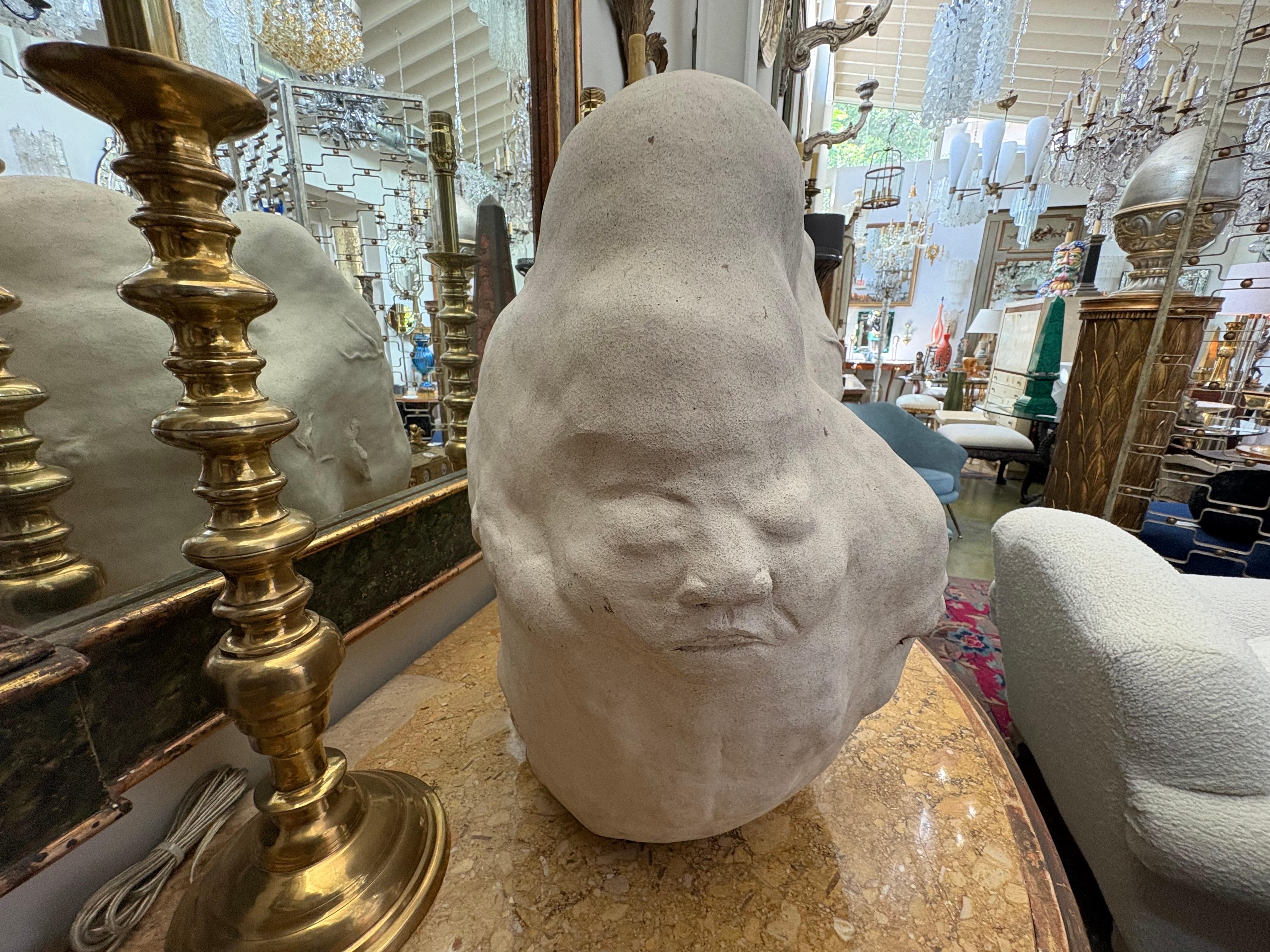 Surrealist Ceramic Face Sculpture For Sale 1