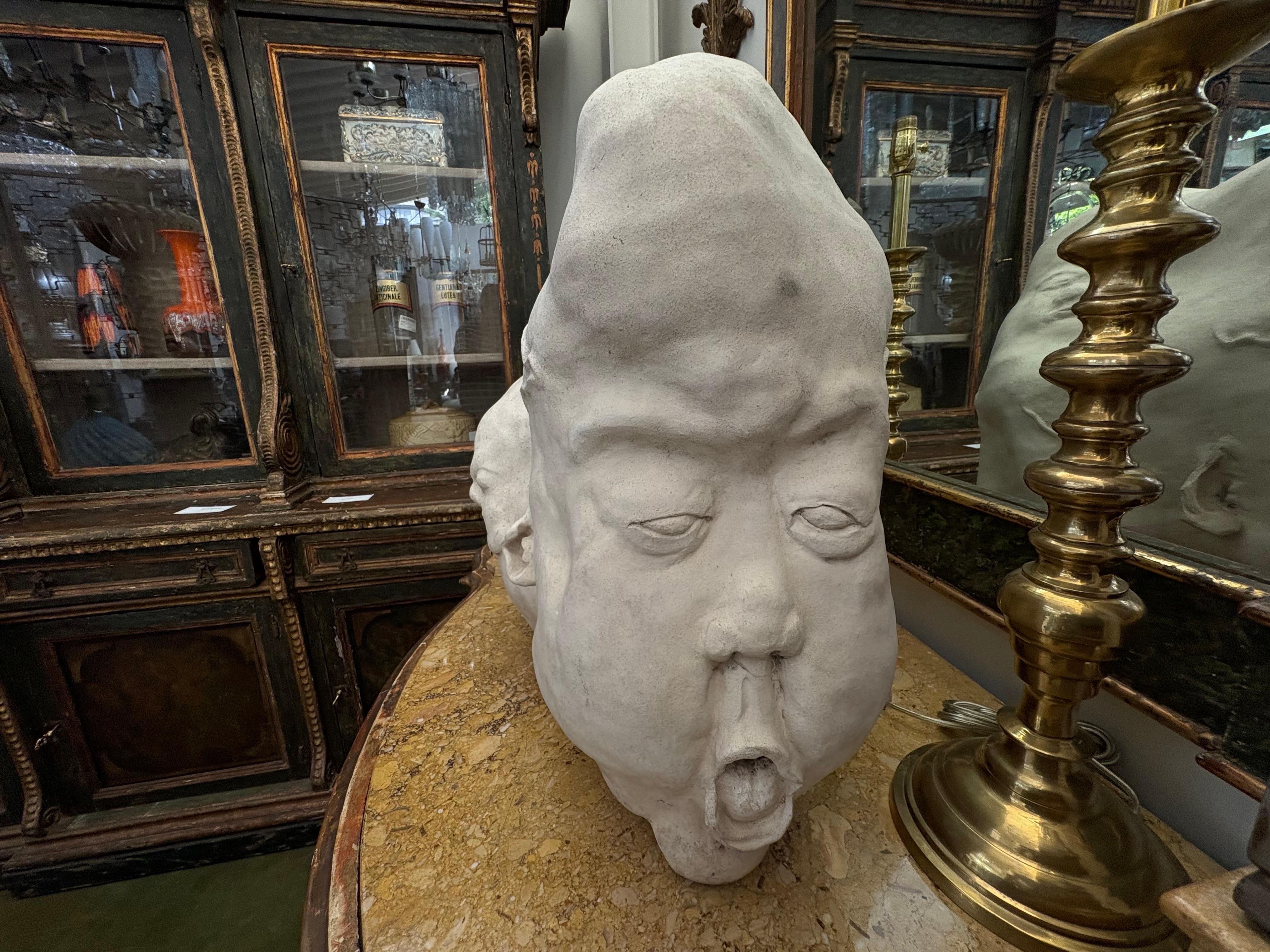 Surrealist Ceramic Face Sculpture For Sale 3
