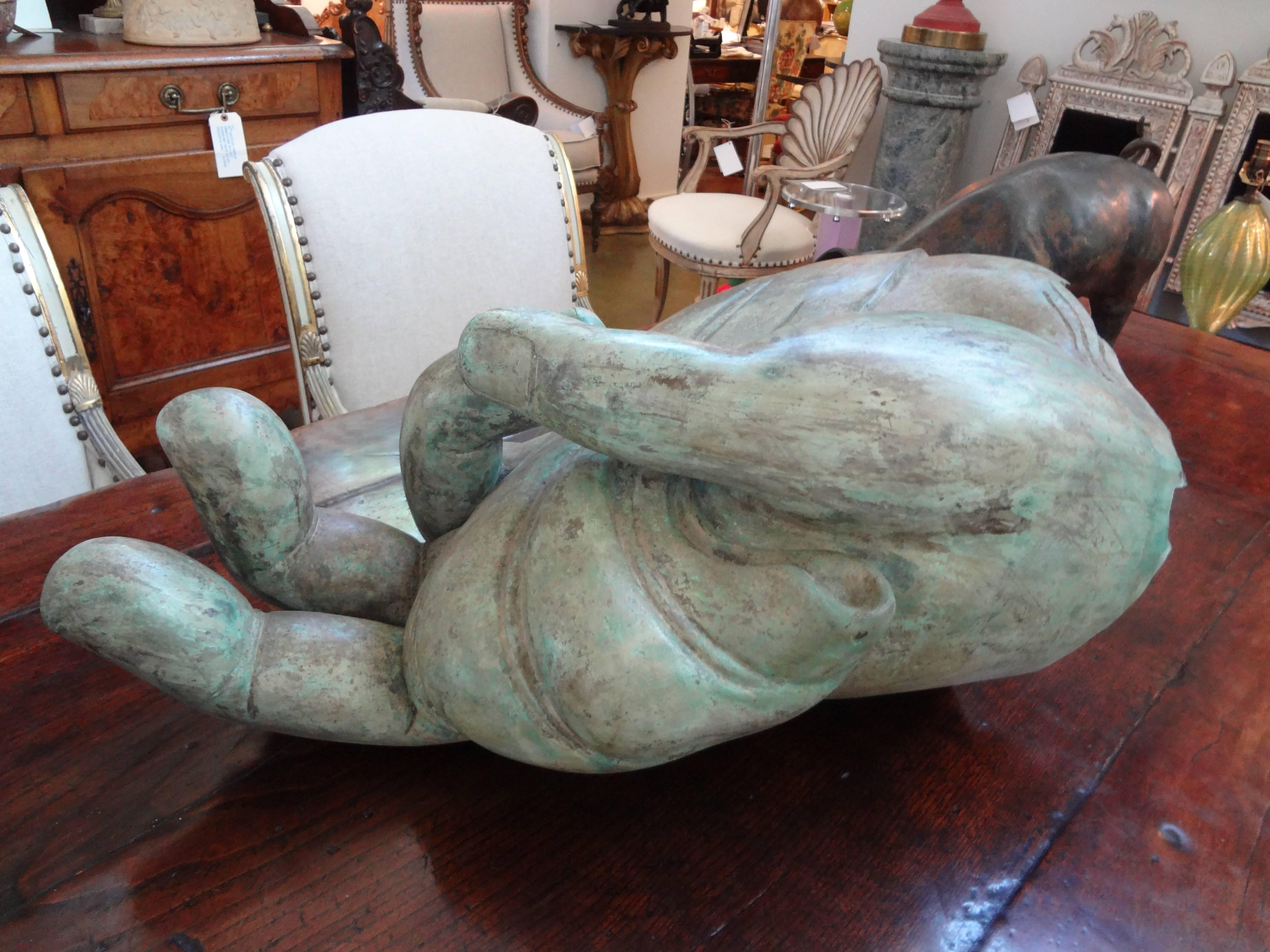 Monumental Patinated Bronze Hand Sculpture In Excellent Condition In Houston, TX