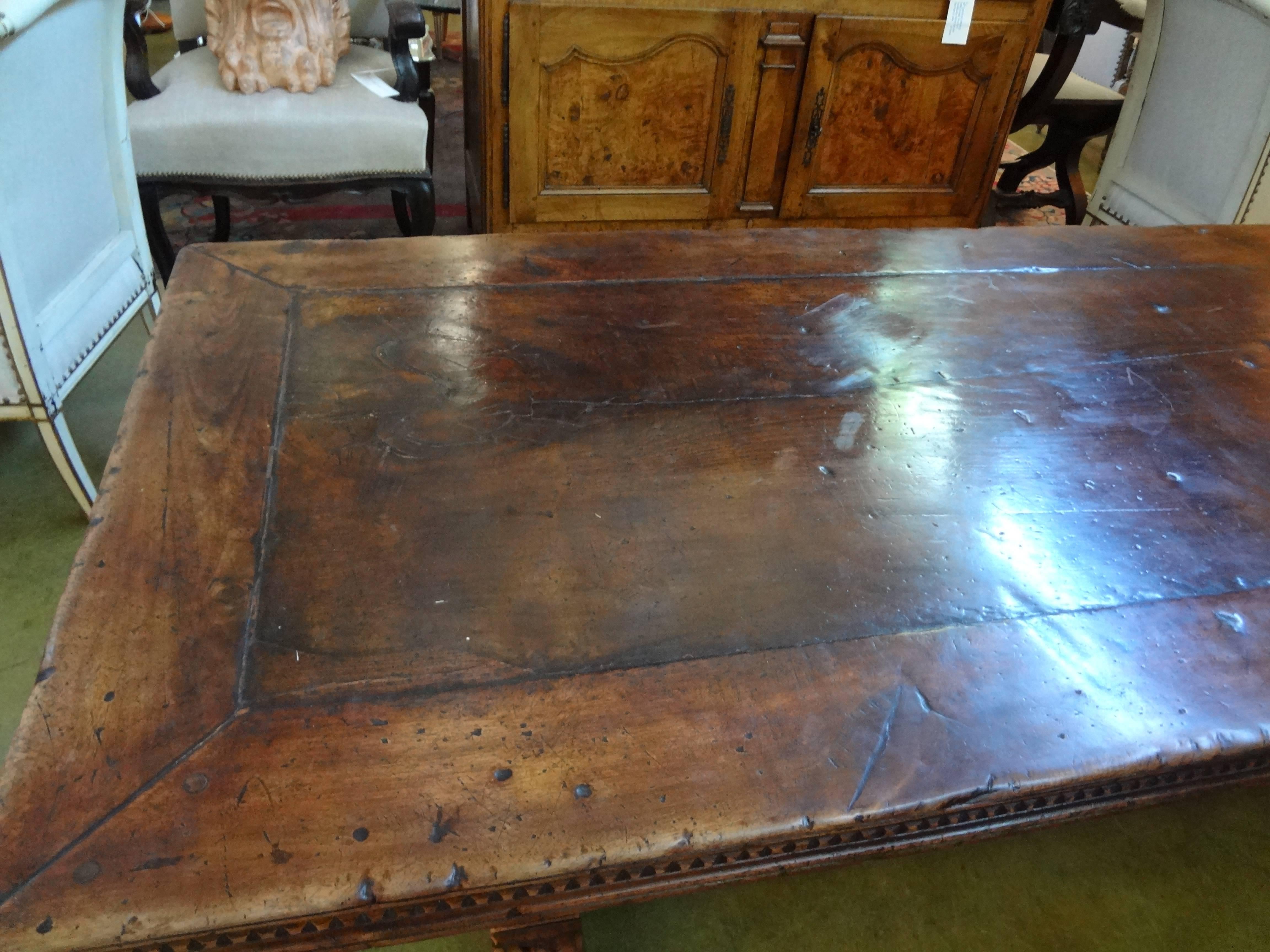 Stunning 19th Century French Walnut Trestle Dining Table   6