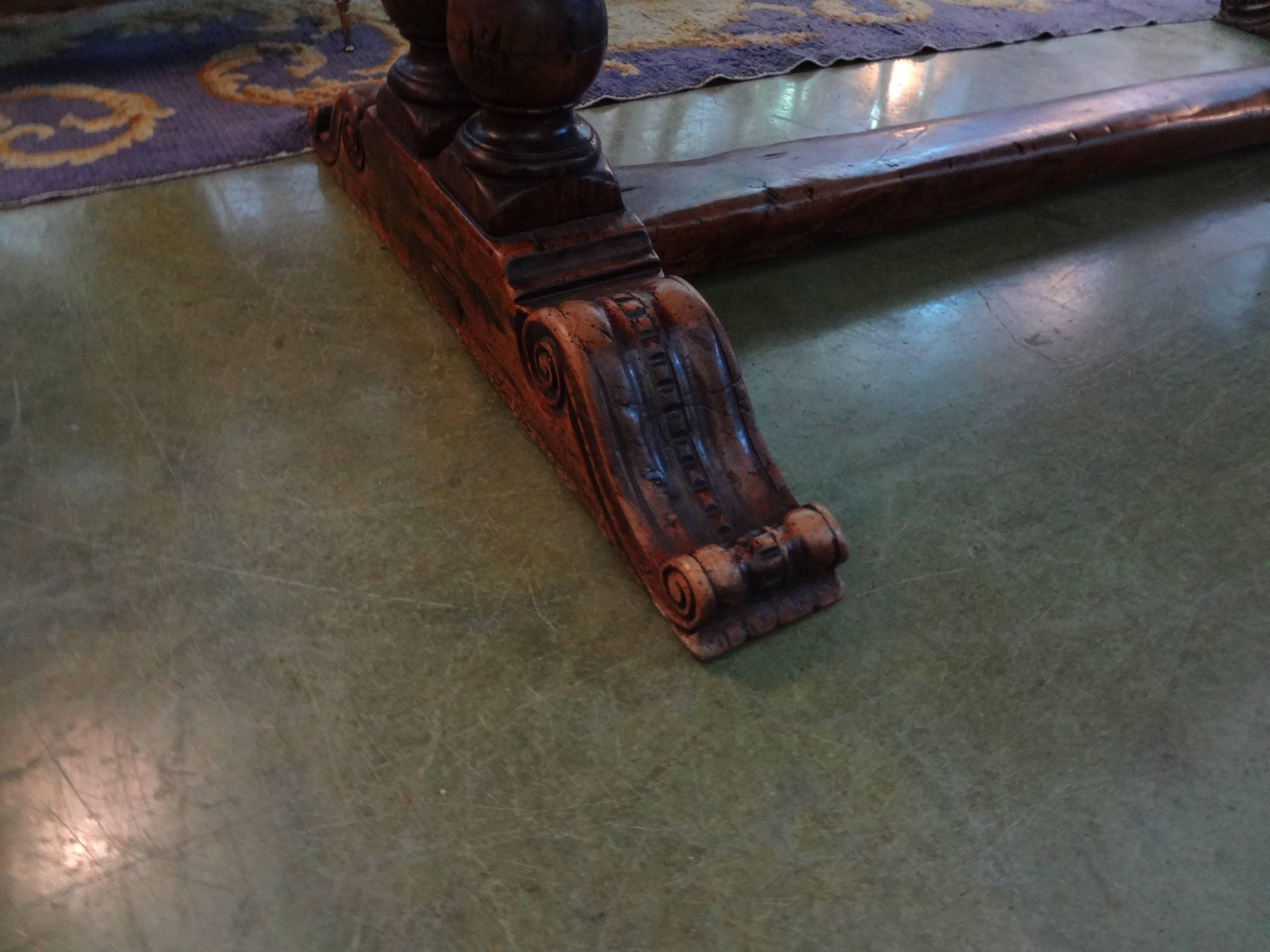 Stunning 19th Century French Walnut Trestle Dining Table   In Good Condition In Houston, TX