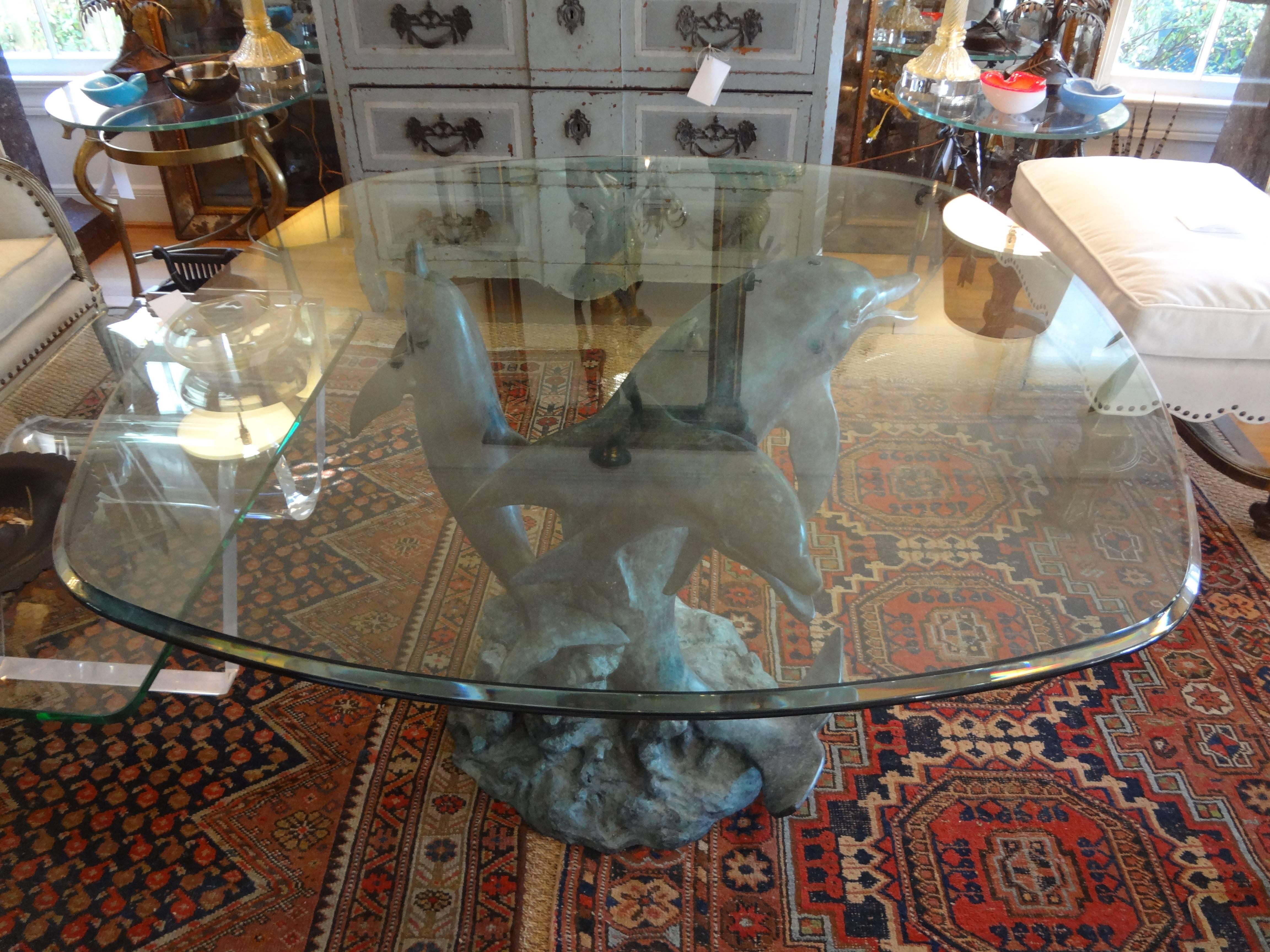 dolphin table with glass top