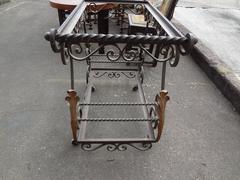 French Wrought Iron Bar Cart with Glass Shelves