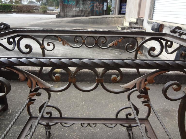 French Wrought Iron Bar Cart with Glass Shelves at 1stdibs