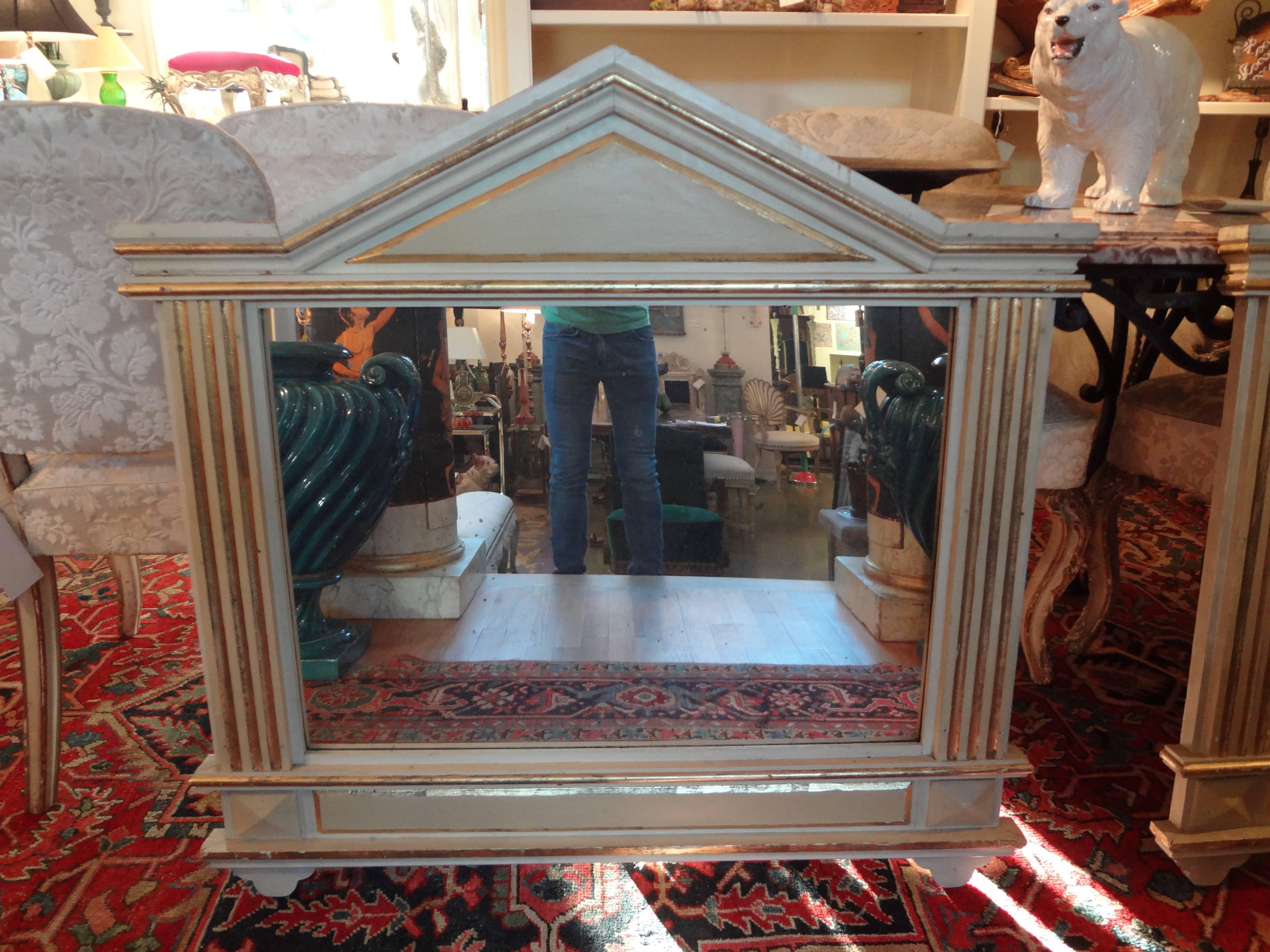 Early 20th Century Pair of Italian Neoclassical Style Mirrors, Painted and Giltwood