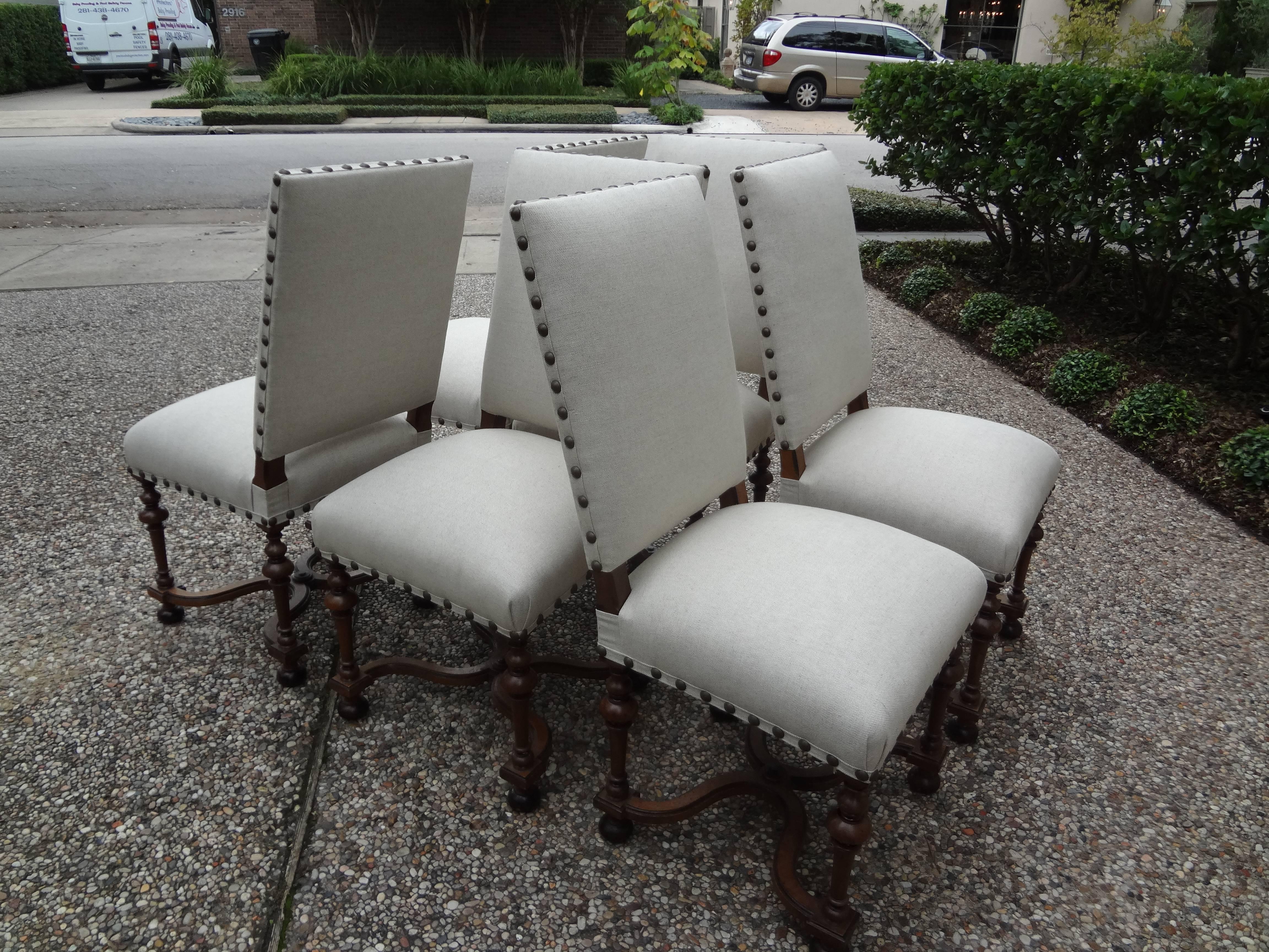 Set of Six 19th Century French Louis XIV Style Walnut Dining Chairs 3