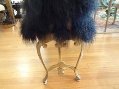 Iron Bench Upholstered in Mongolian Lambs Wool