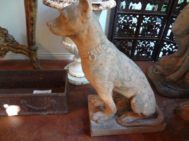 Pair of Antique Italian Terra Cotta Dog Statues For Sale at 1stdibs