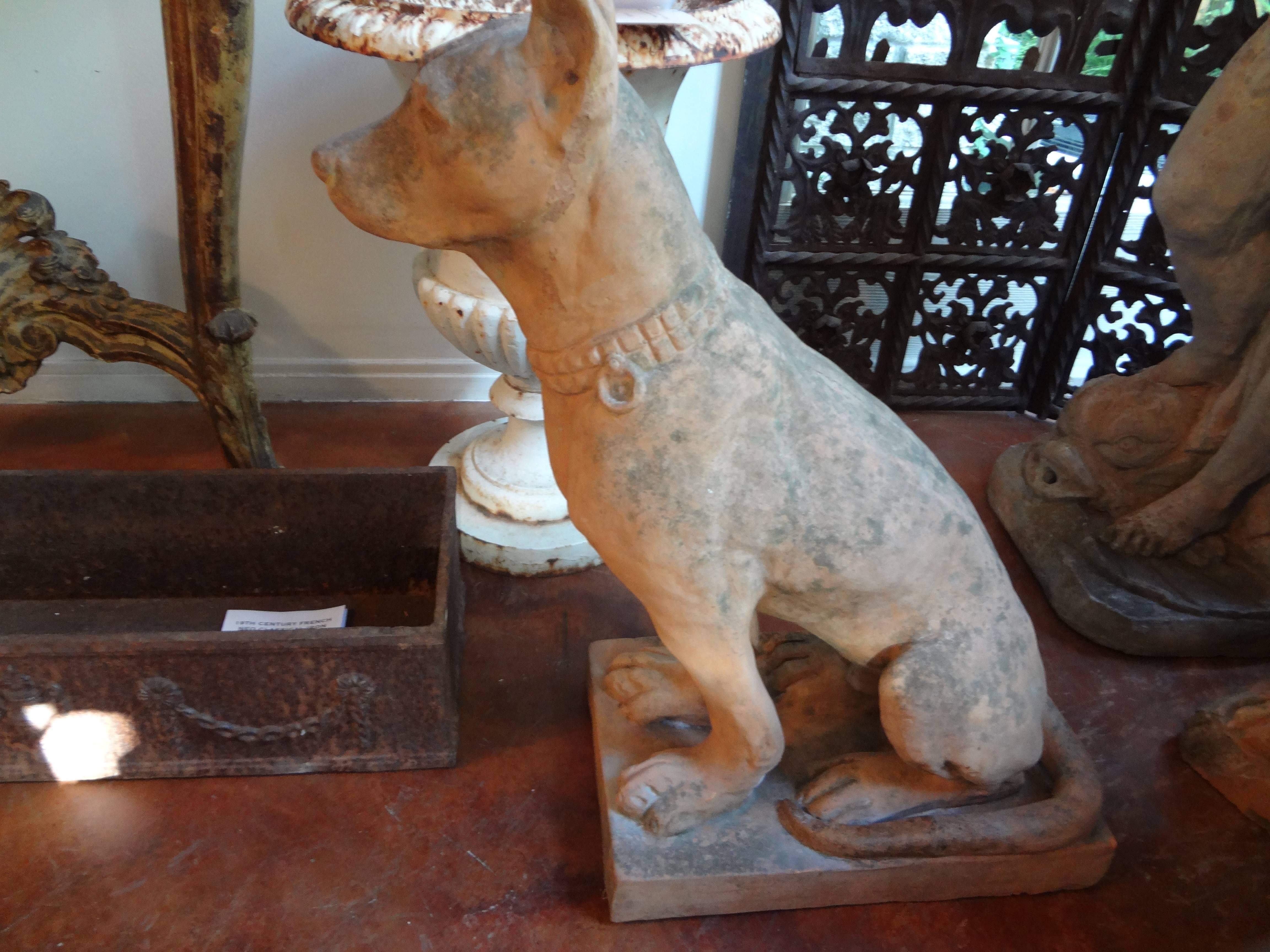 Renaissance Pair of Antique Italian Terracotta Dog Statues