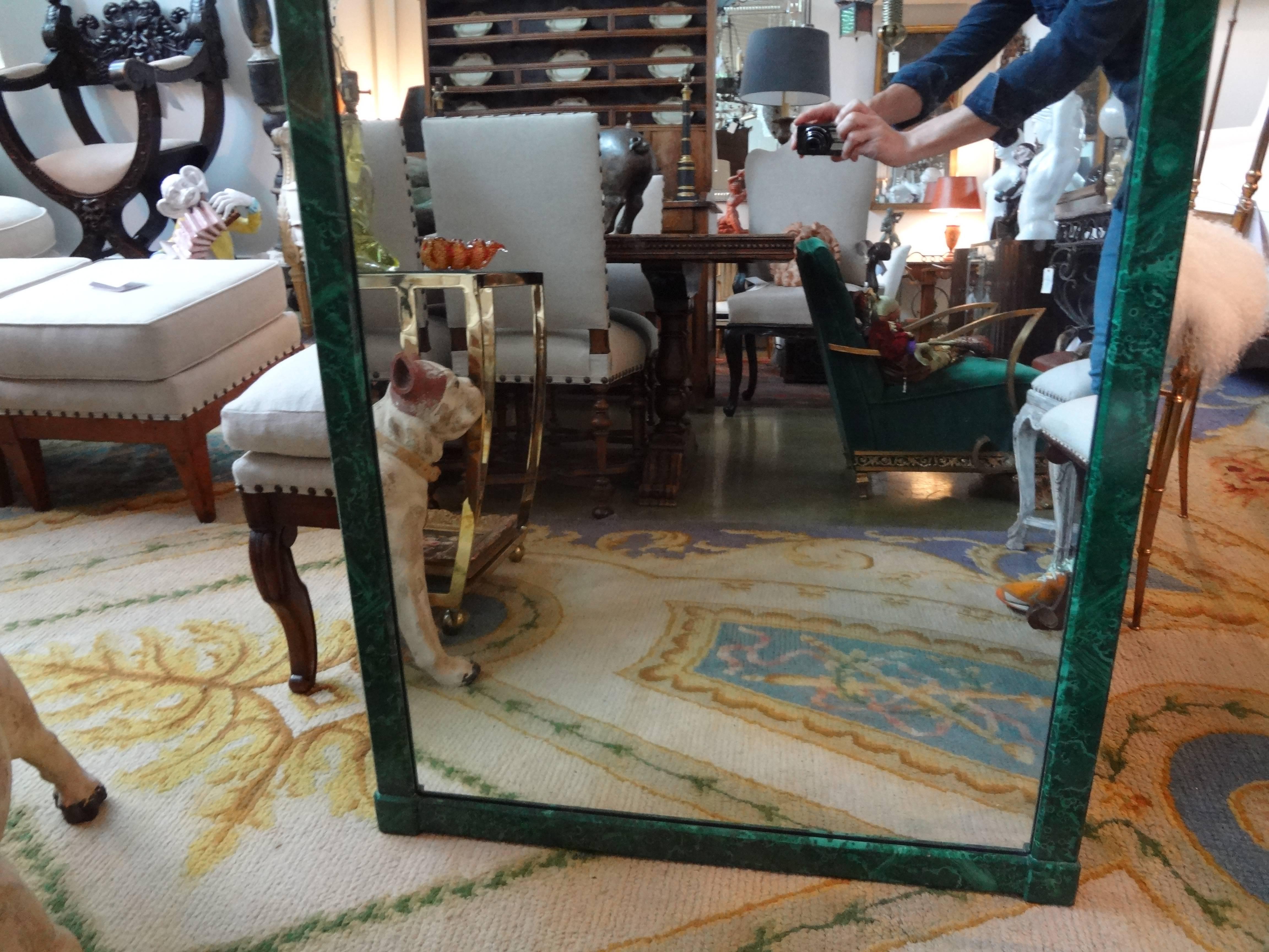 Italian Faux Malachite Lacquered Mirror, circa 1960 In Good Condition In Houston, TX