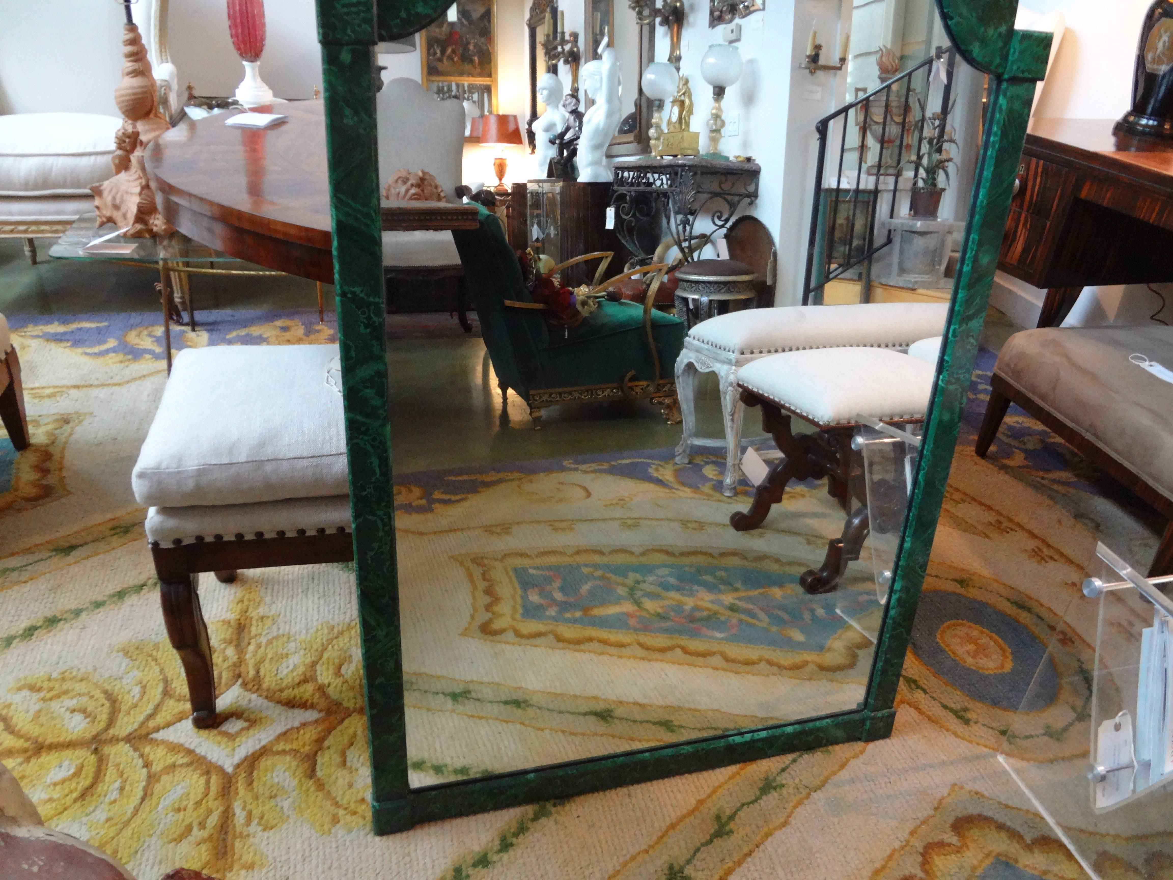 Italian Faux Malachite Lacquered Mirror, circa 1960 1