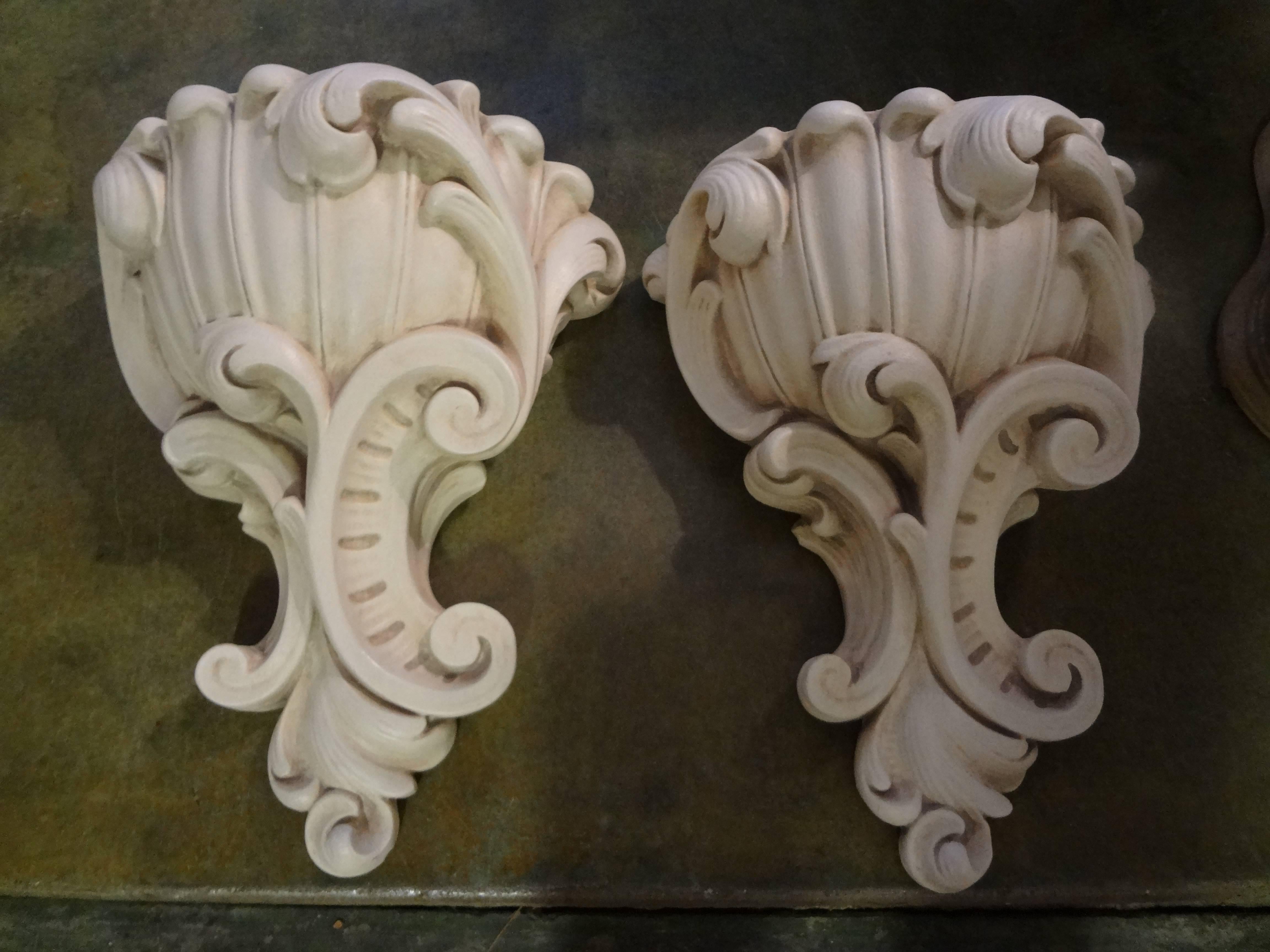 Large Pair of French Serge Roche Inspired Plaster Sconces 1