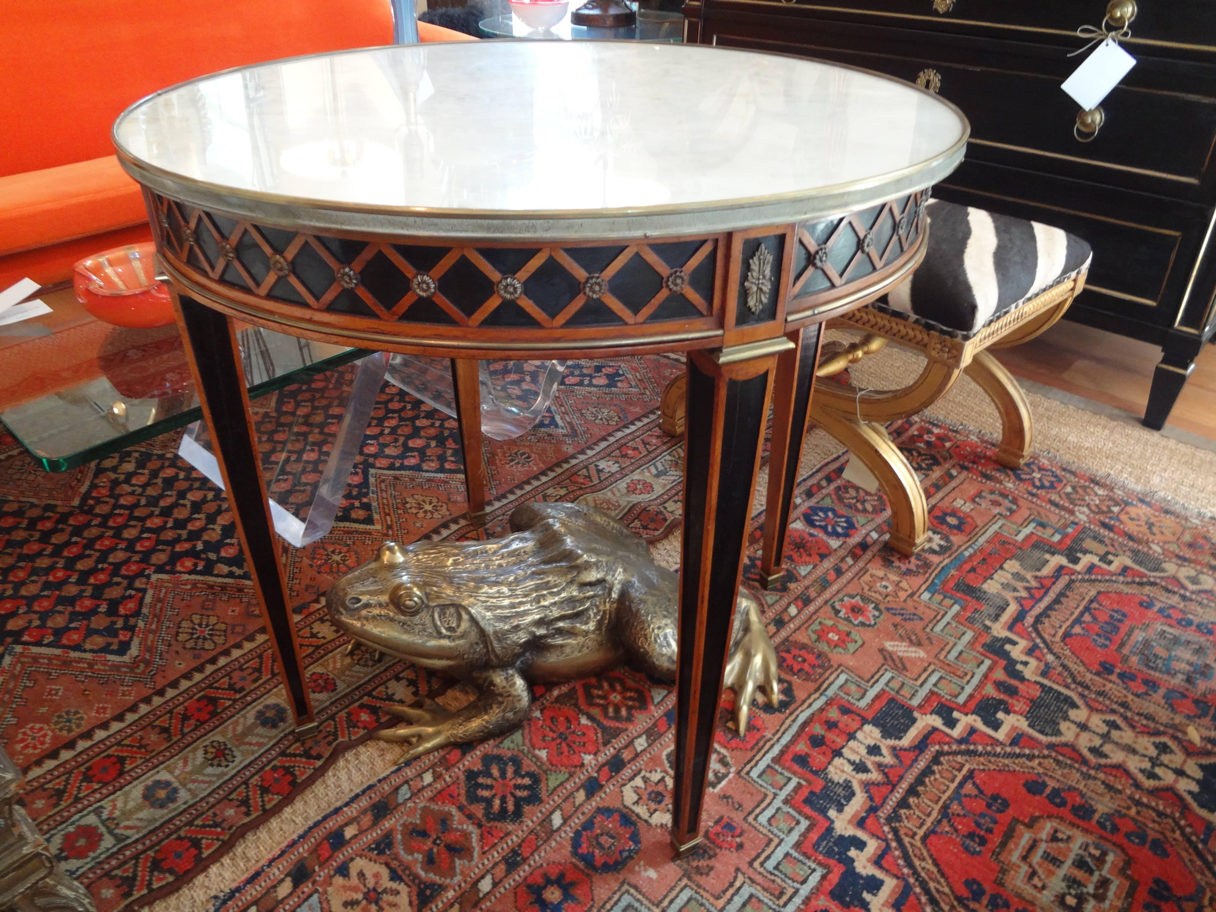 French Louis XVI Style Maison Jansen Attributed Table With Marble Top, 1940's 2
