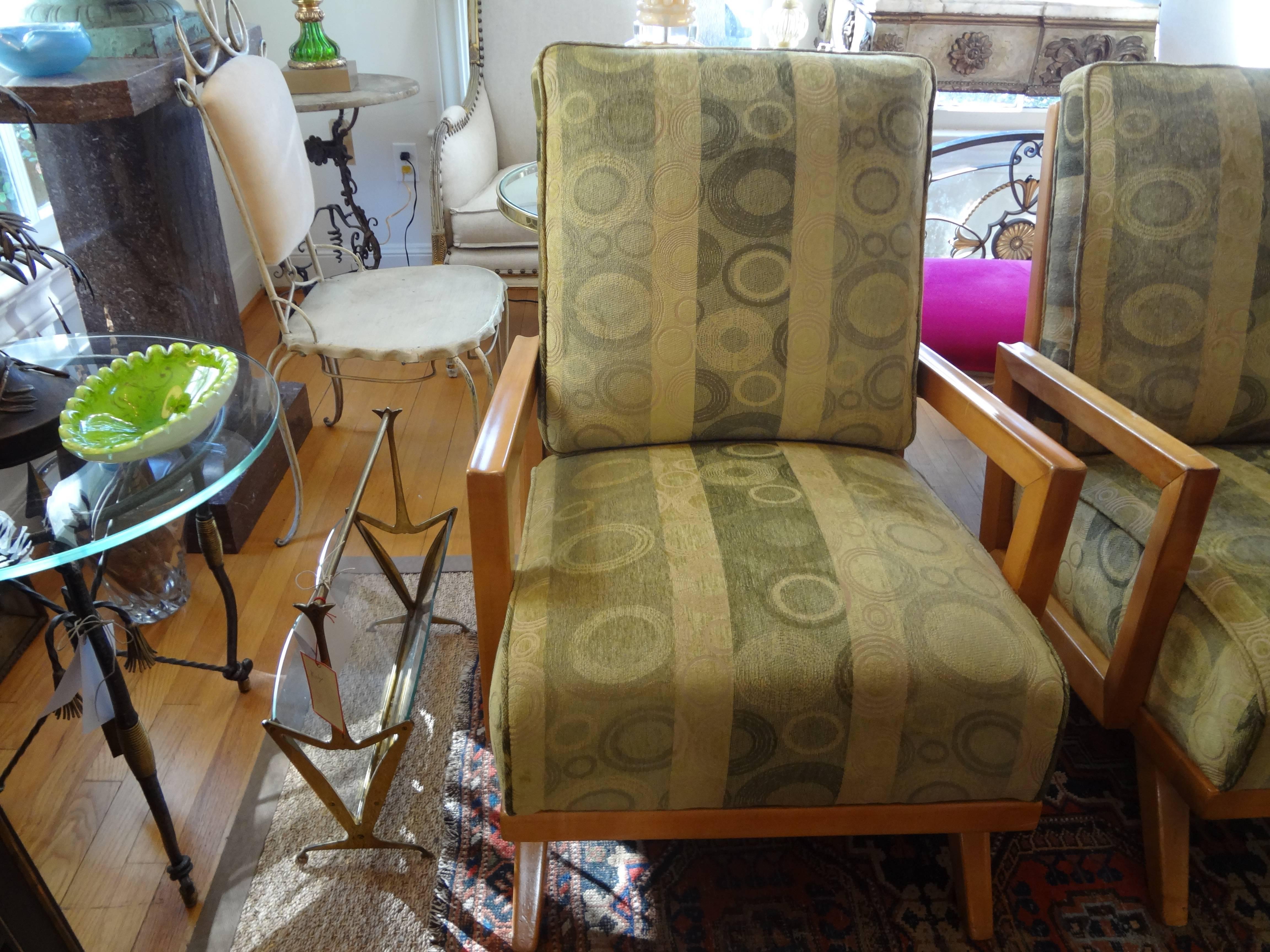 Pair Of French André Arbus Style Art Deco Lounge Chairs 4