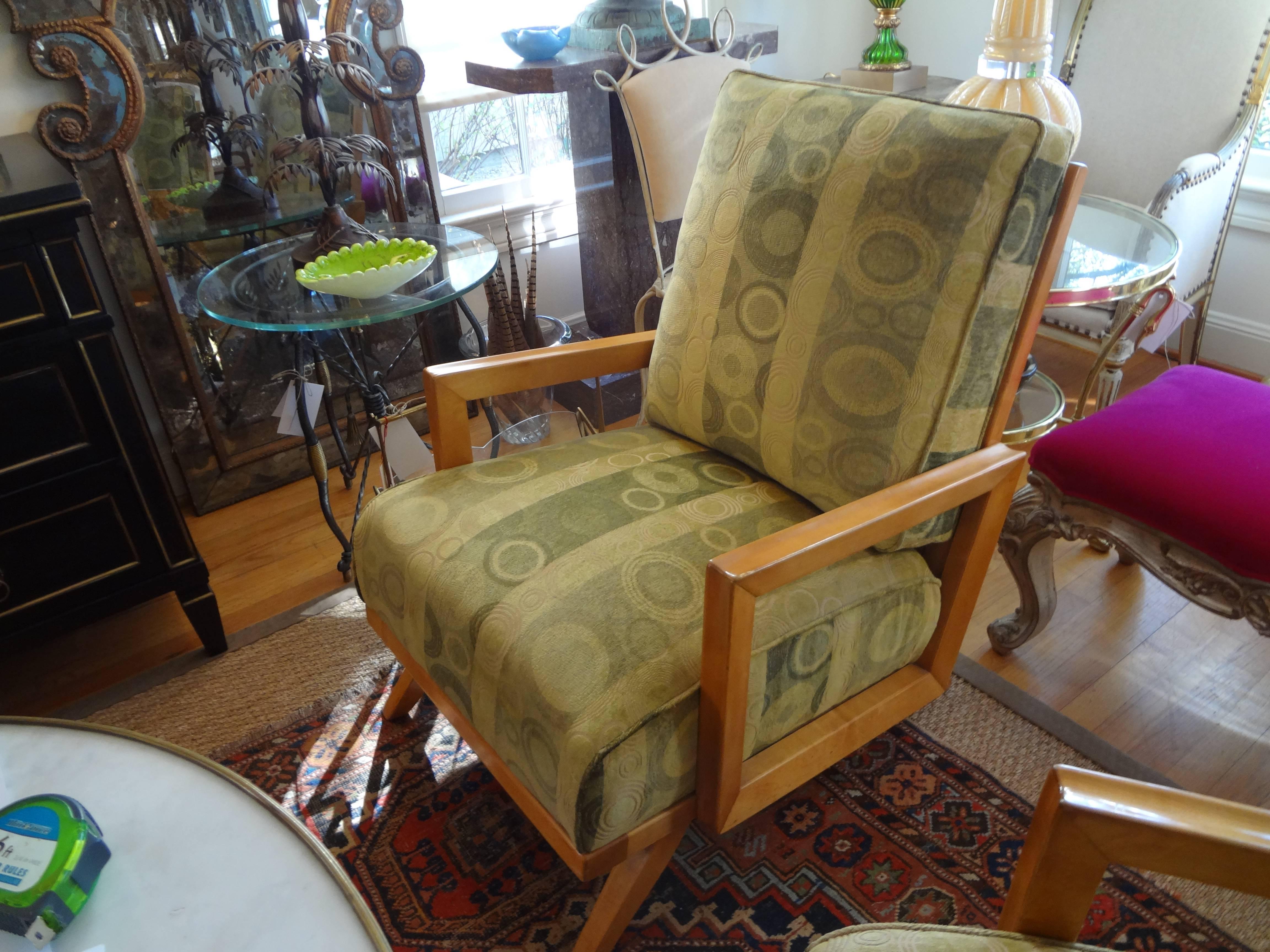 Pair Of French André Arbus Style Art Deco Lounge Chairs 3