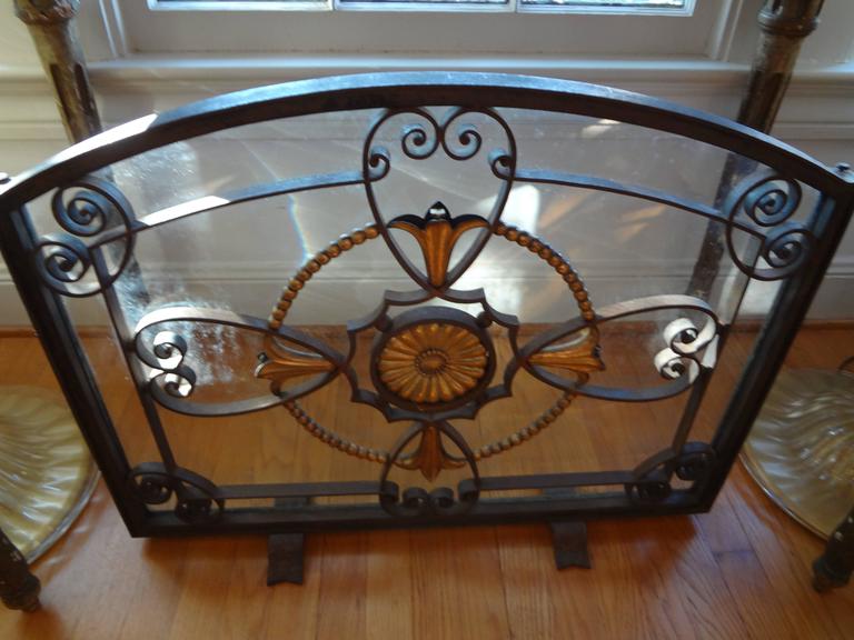 French Art Deco Wrought Iron Fireplace Screen By Szabo, Circa. 1925 For