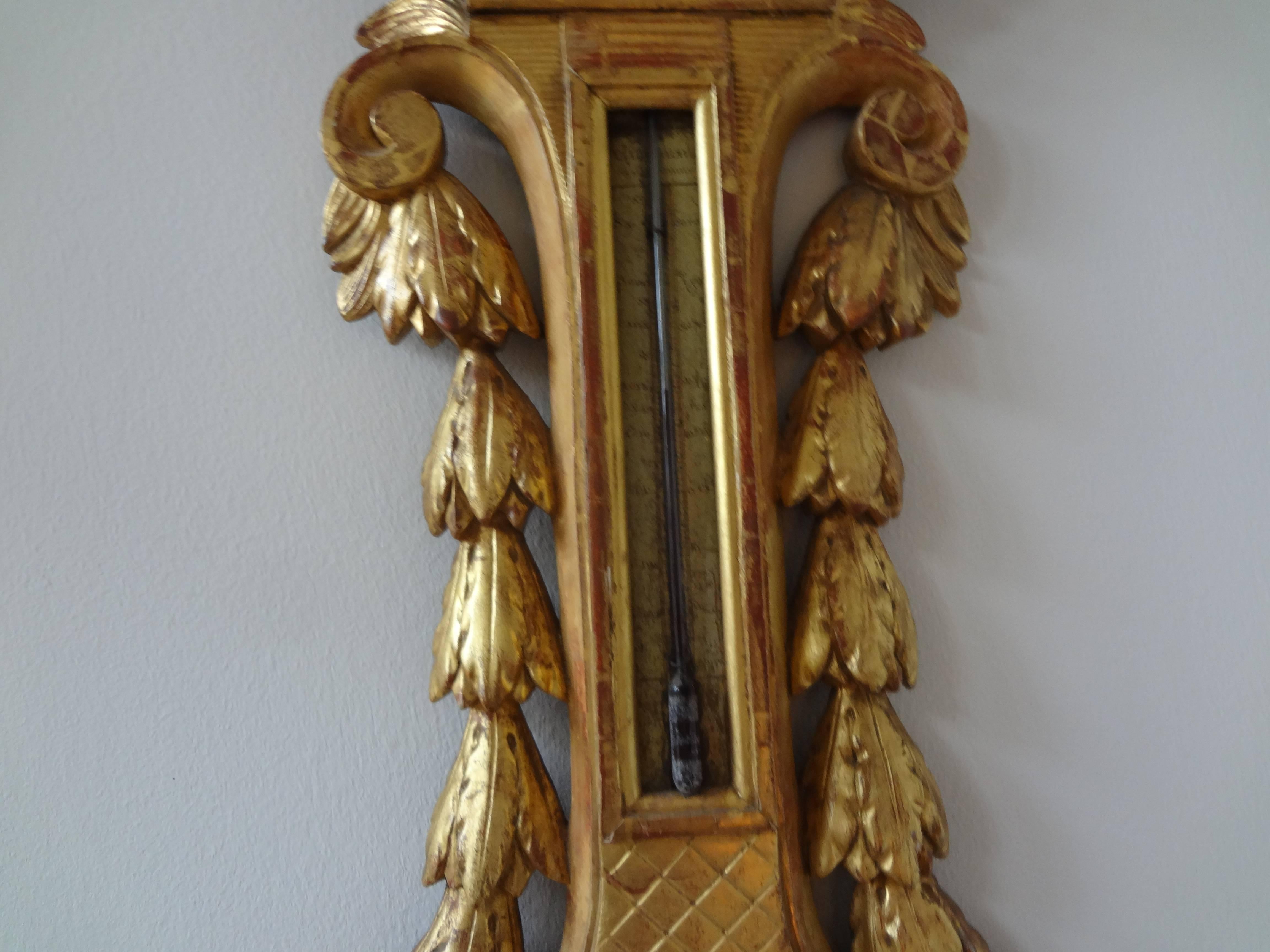 18th Century French Louis XVI Giltwood Barometer In Good Condition For Sale In Houston, TX